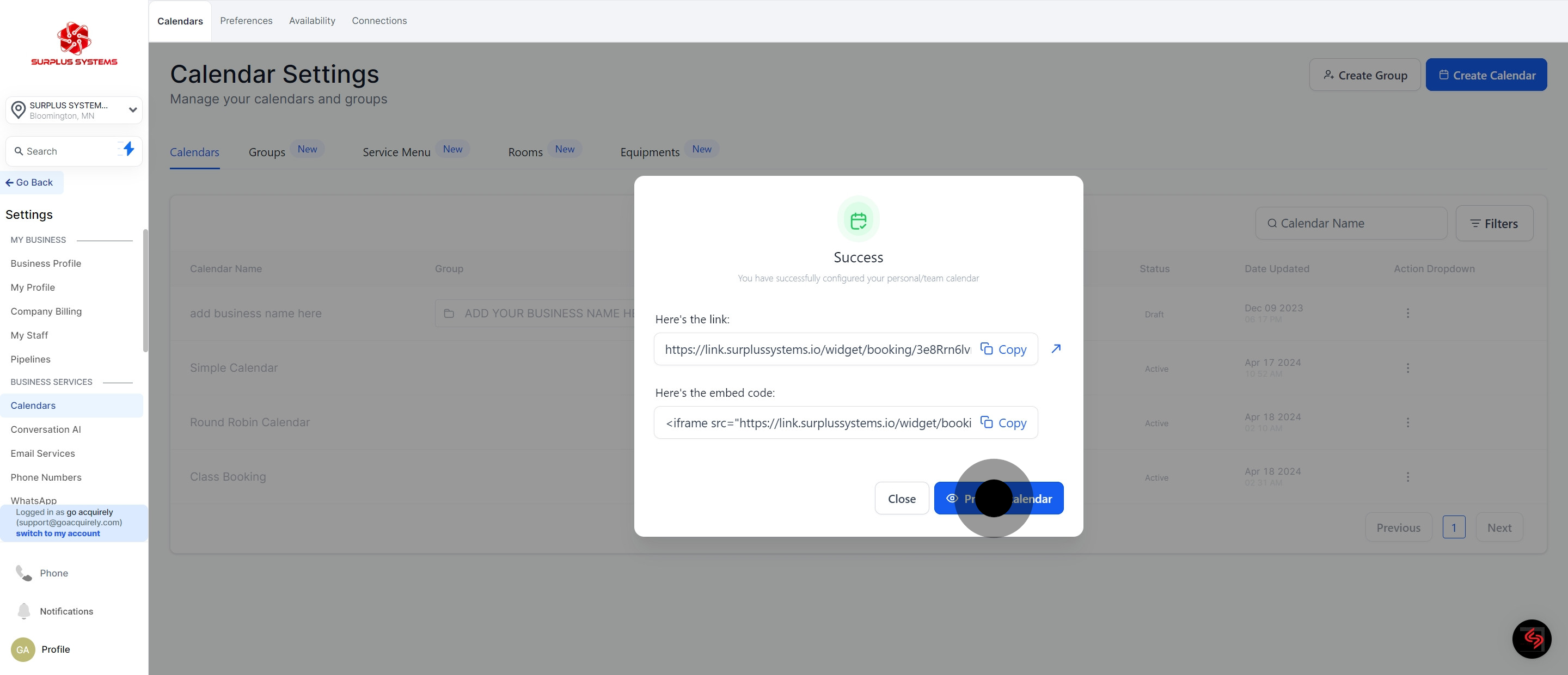 12 Click on "Close".