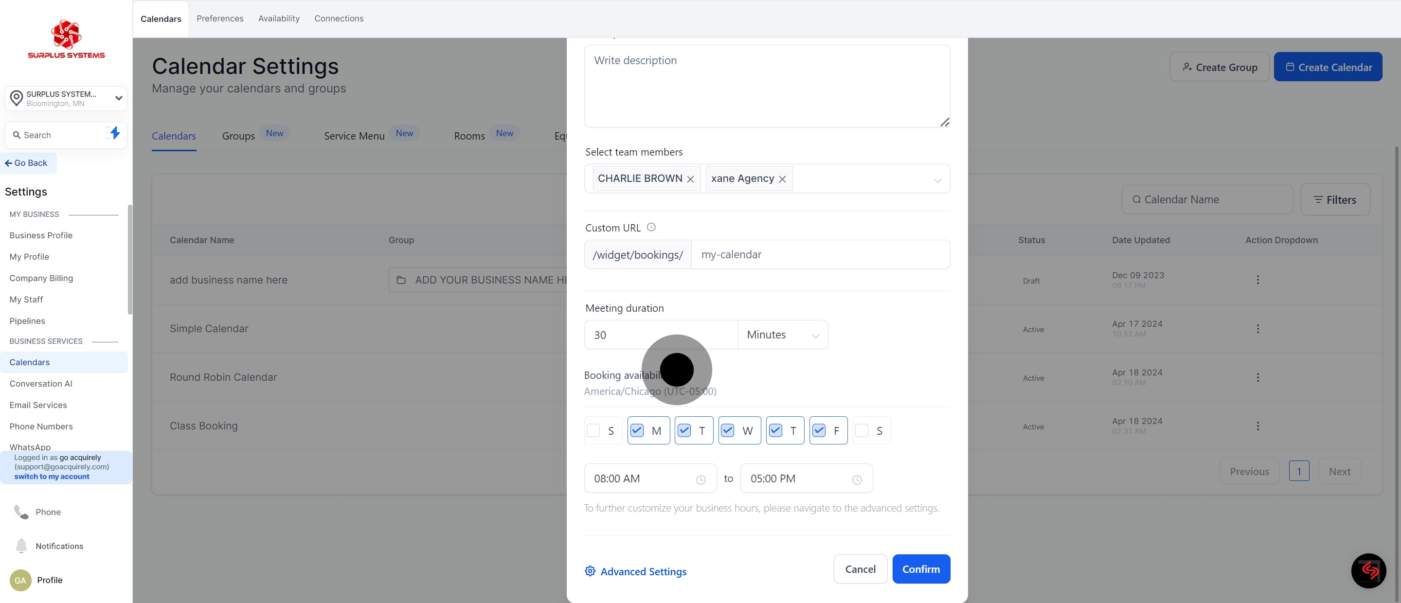 10 Click on "Booking availability".