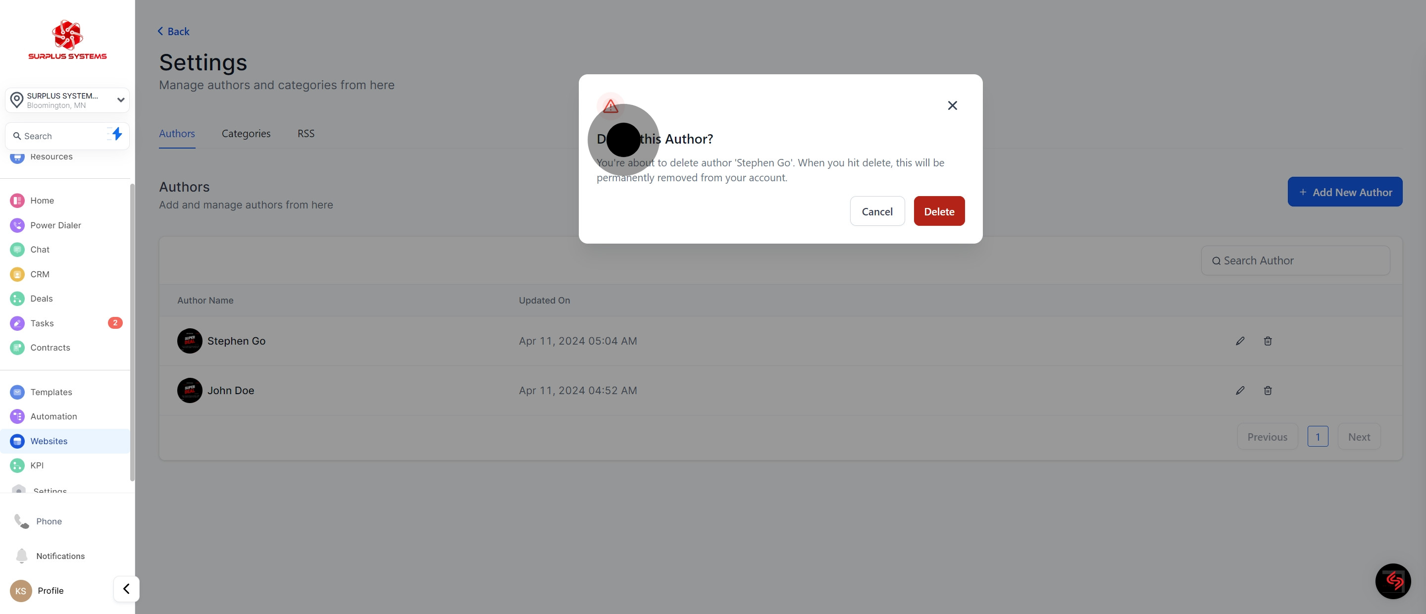 14 Click on "Delete".