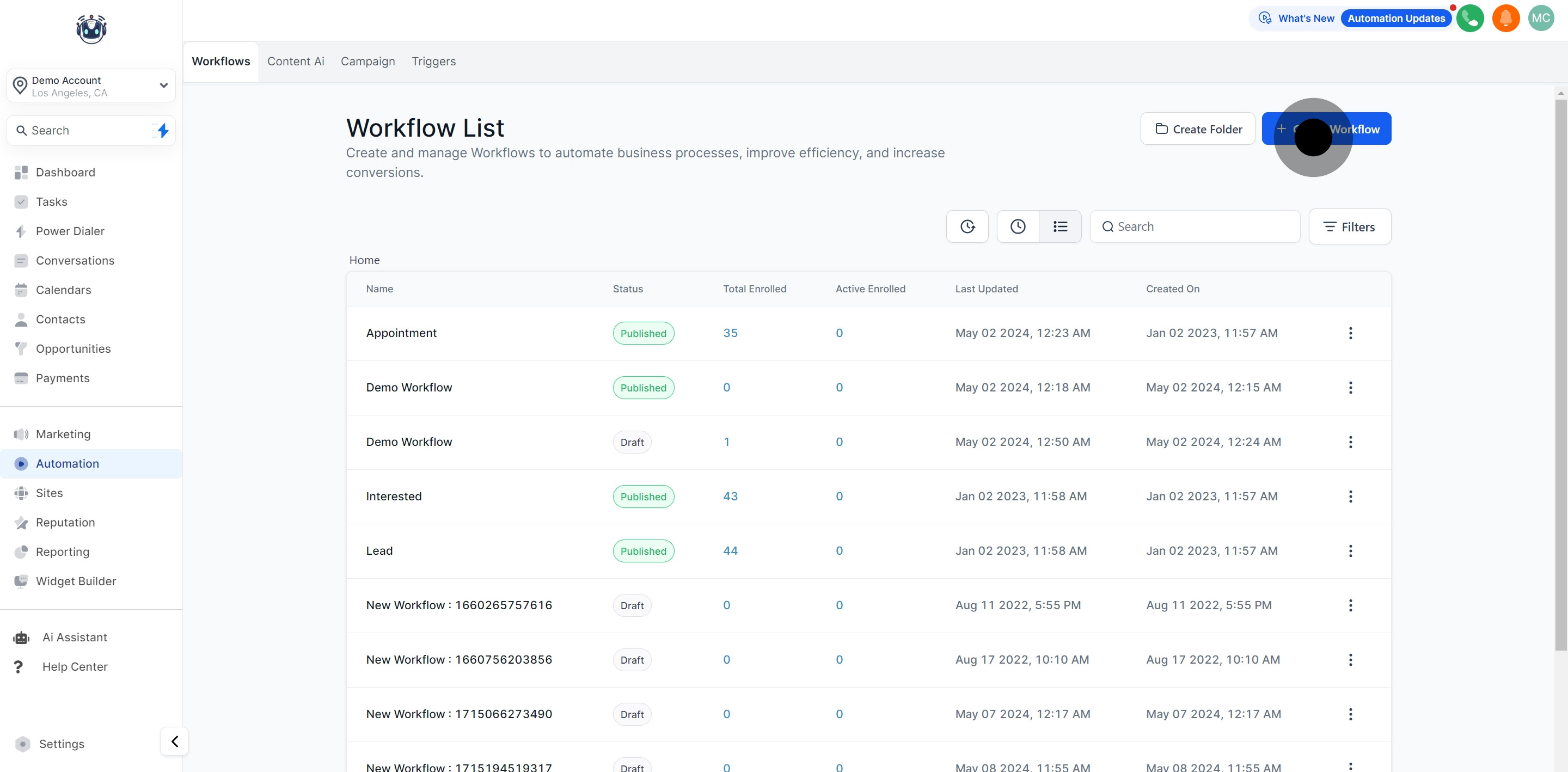 2 Then, click on "Create Workflow".