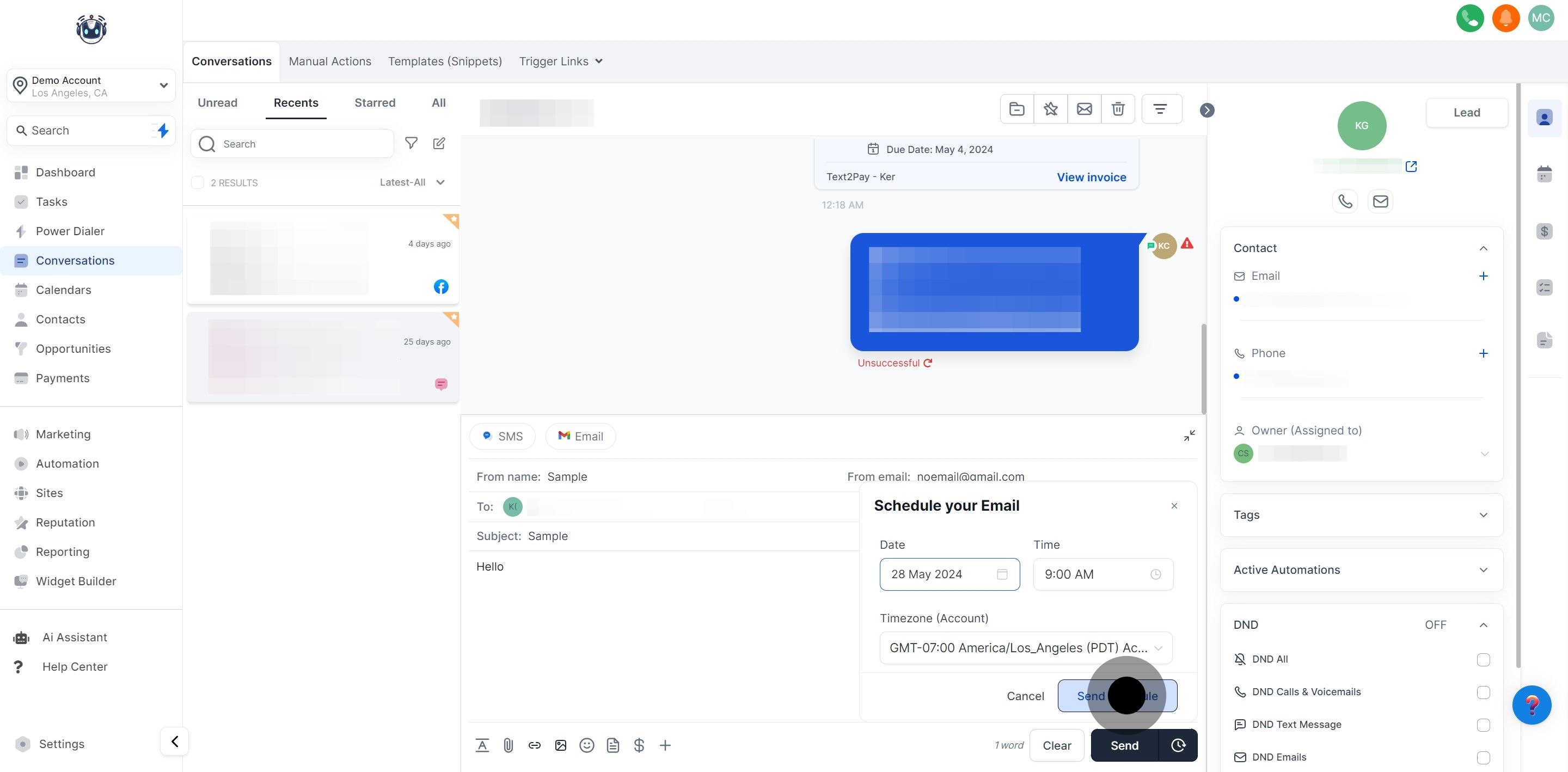 13 Now, click on "Send schedule".