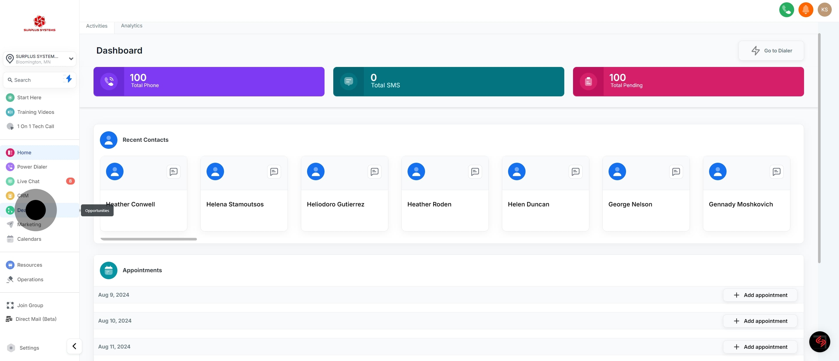 1 Click on the element.