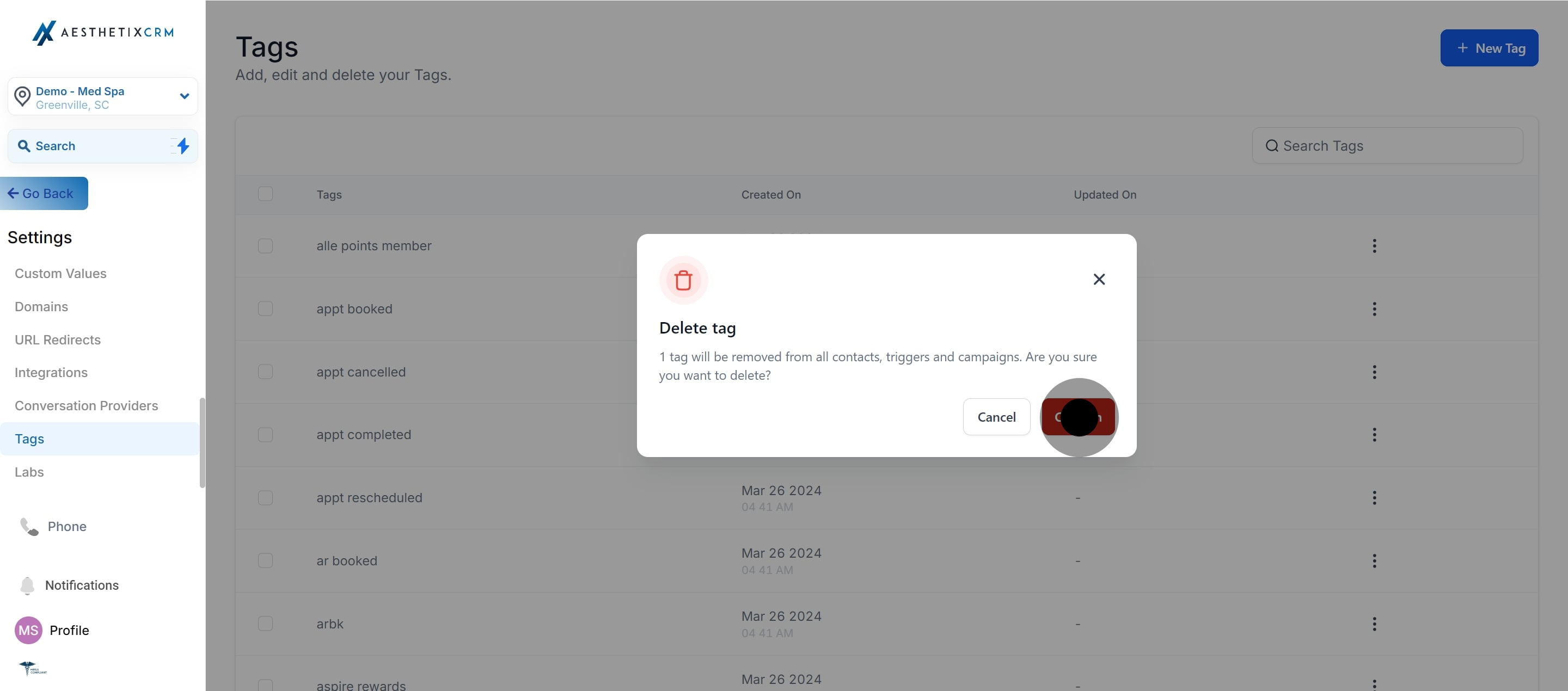 6 Click on "Confirm".