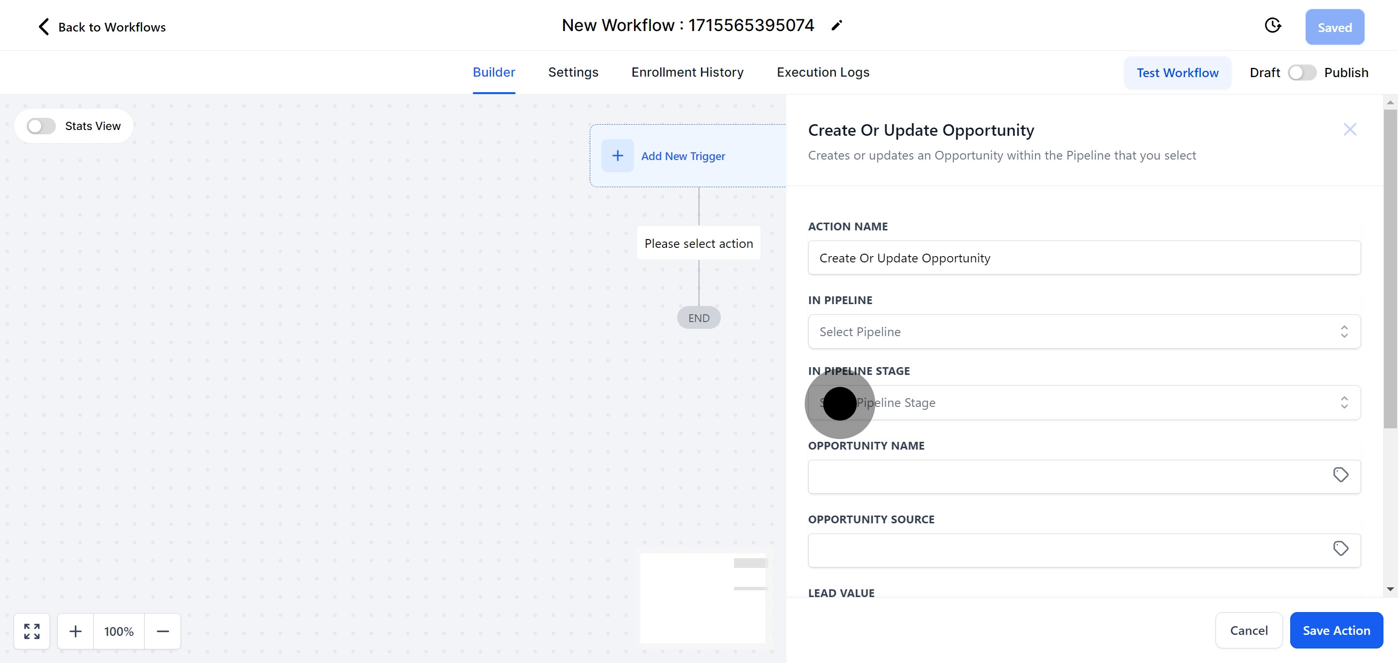 8 Click on "Select Pipeline Stage".