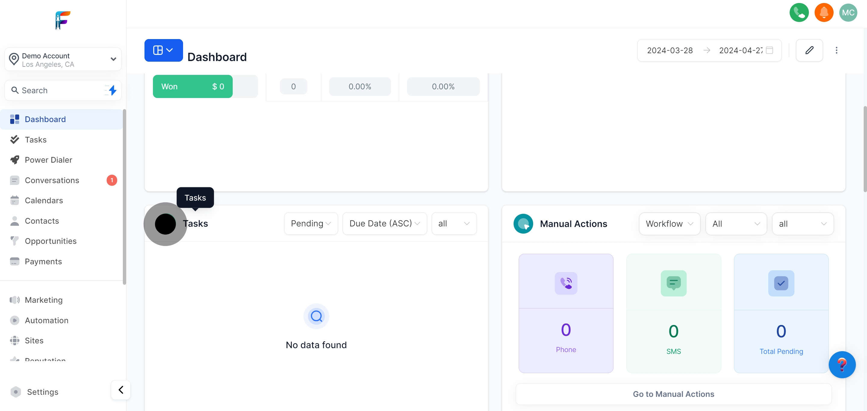 16 After, click on "Tasks".