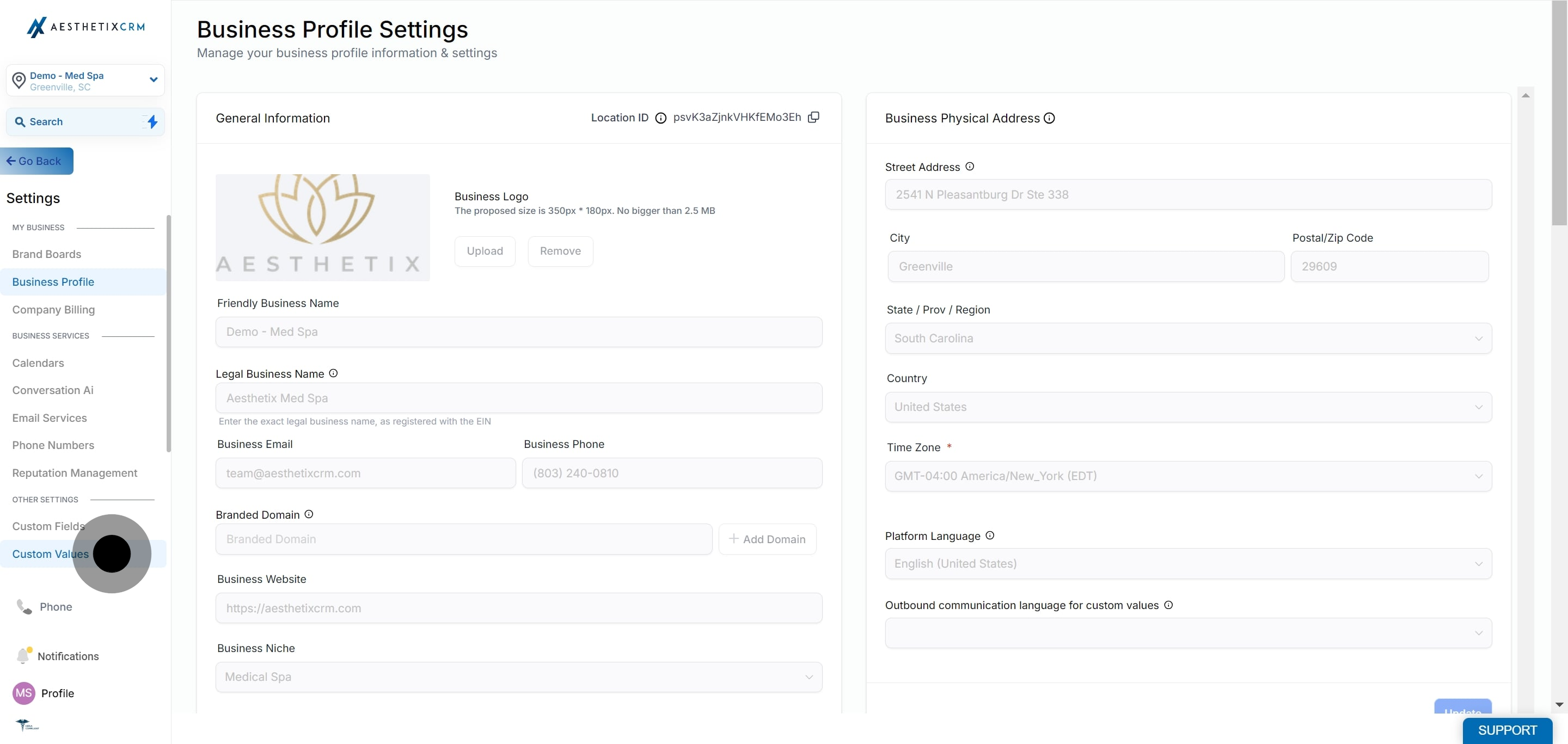 2 Then, click on "Custom Values".