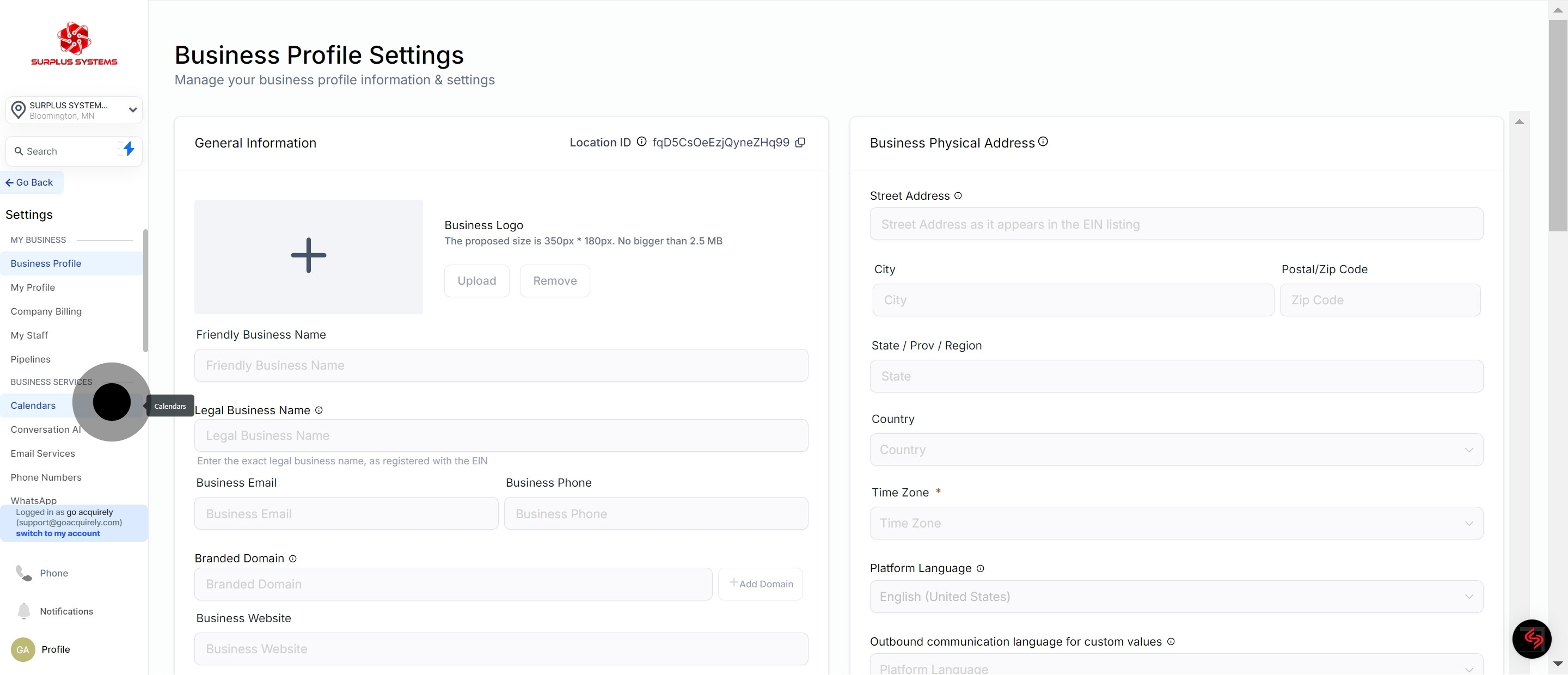 2 Next, click on "Calendars".
