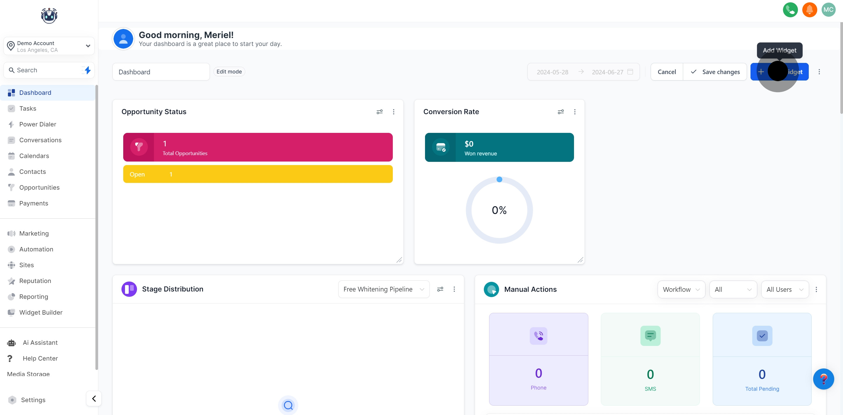 2 Afterwards, click on "Add Widget".