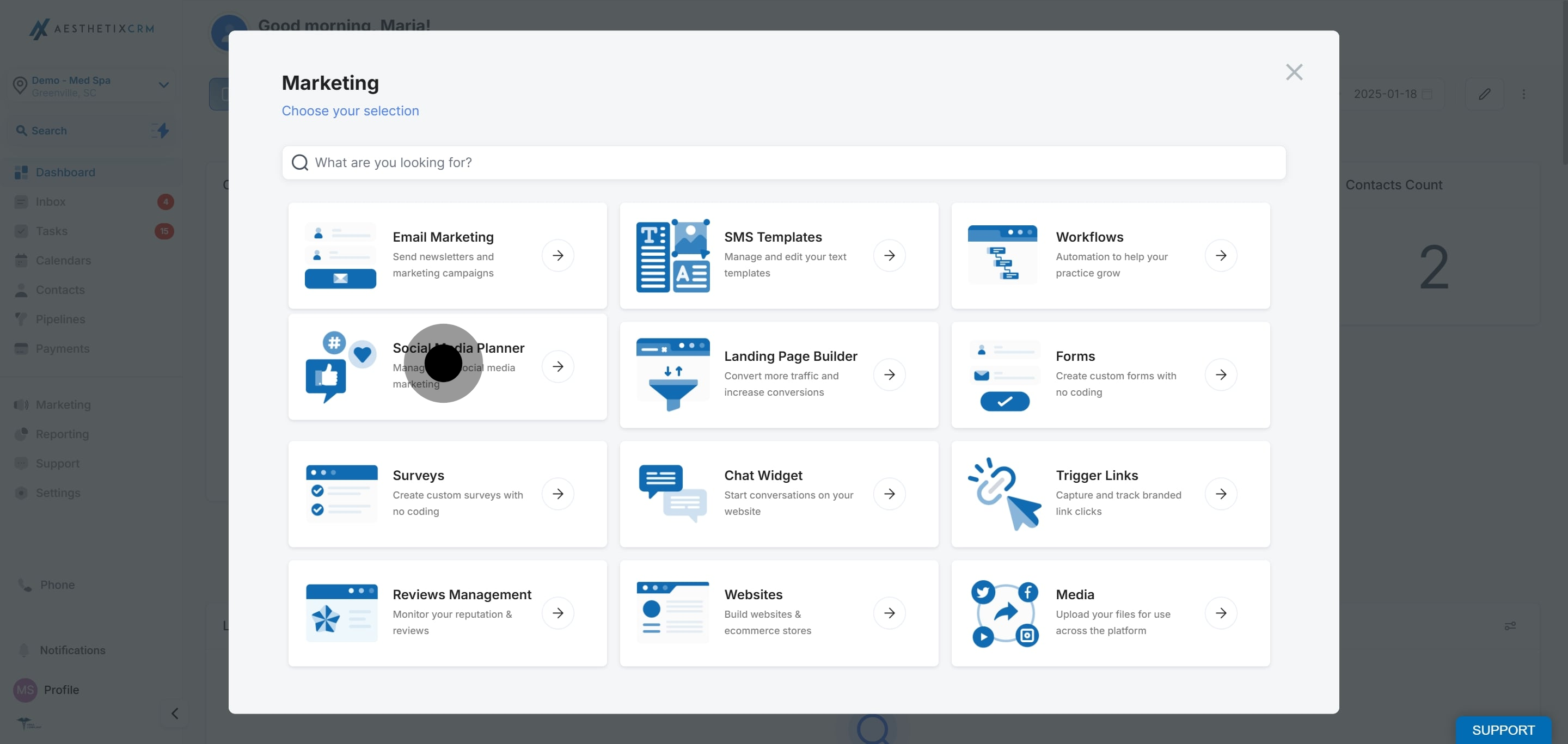 2 Click on "Manage your social media marketing".