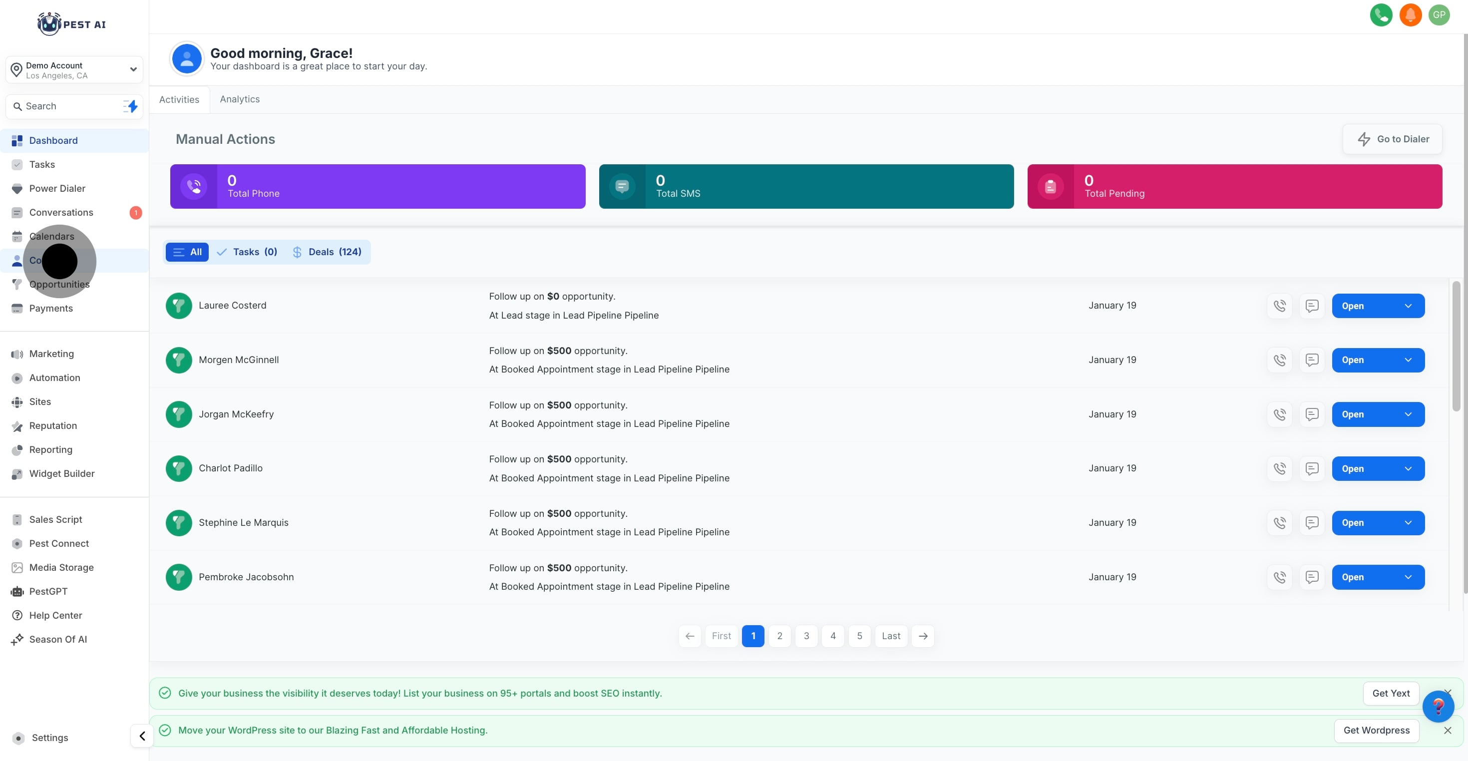 1 To commence, click on "Contacts".