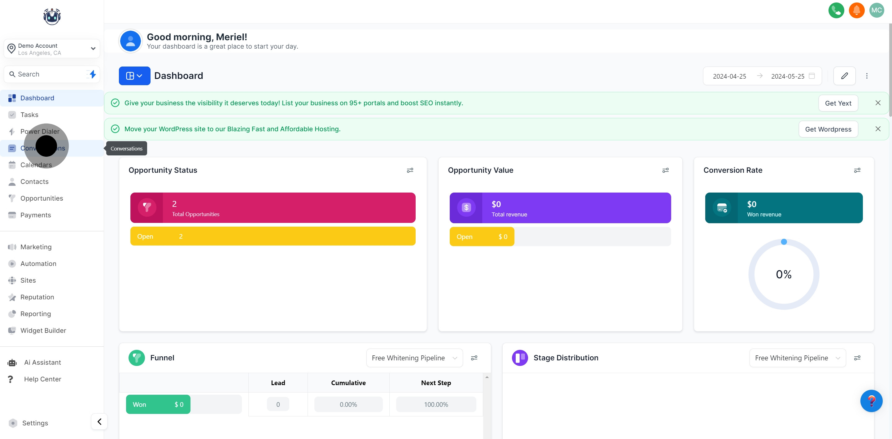 1 Click on "Conversations".