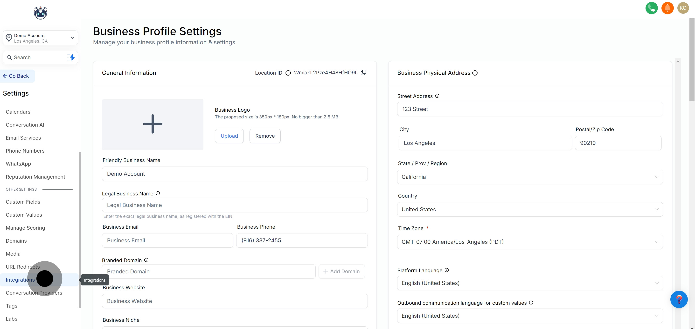 2 Next up, click on "Integrations".