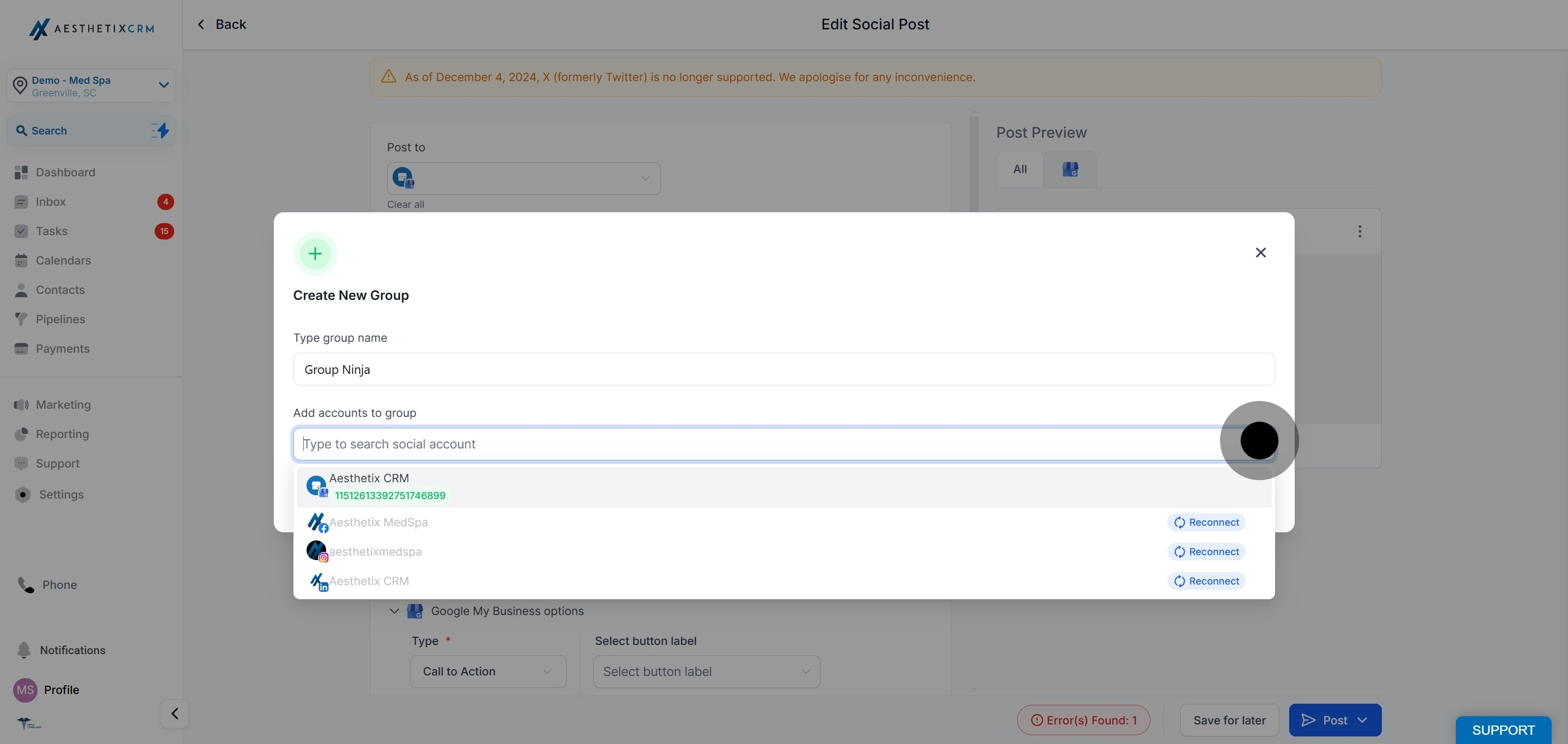 7 Afterwards, click on "Aesthetix CRM".