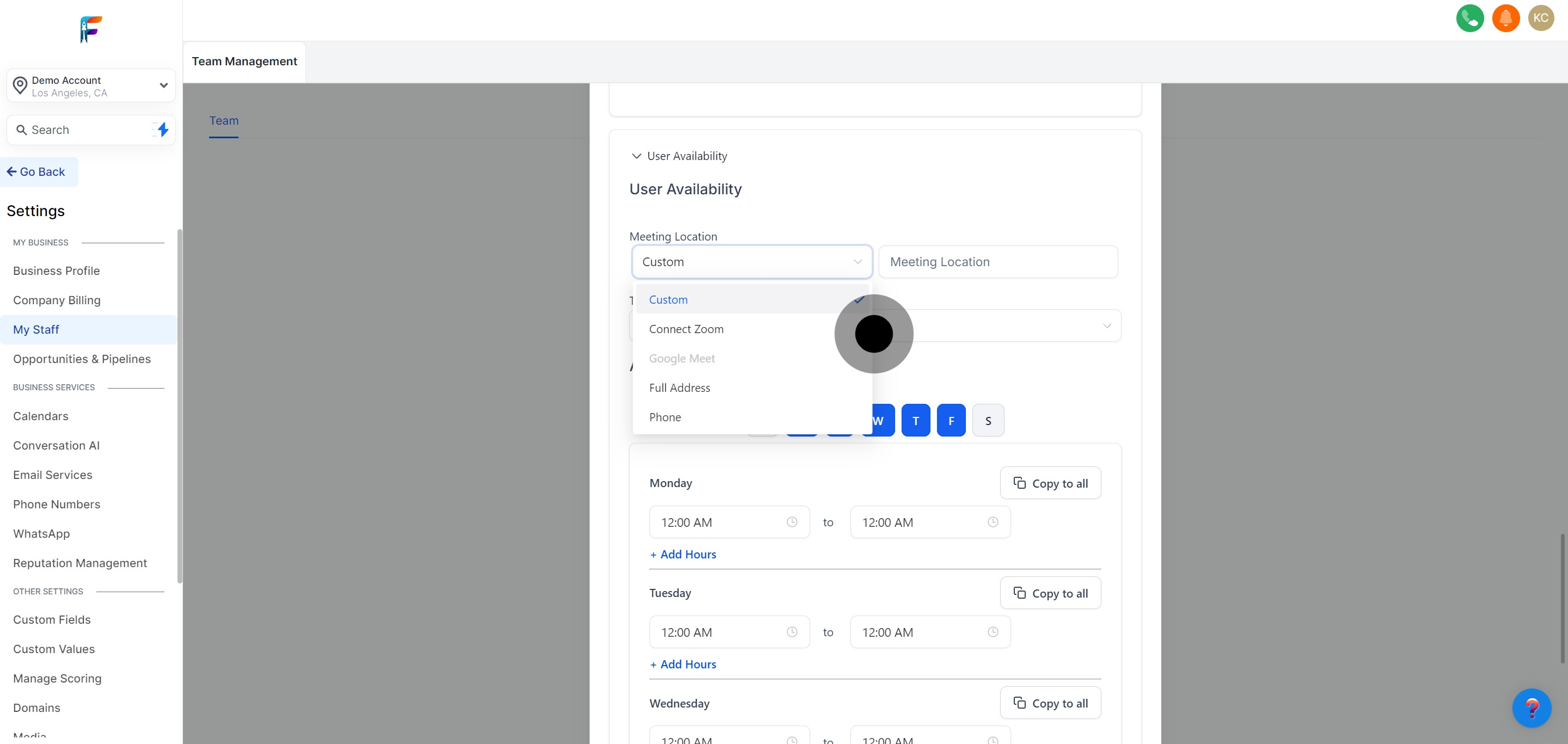 16 Click on "Custom".