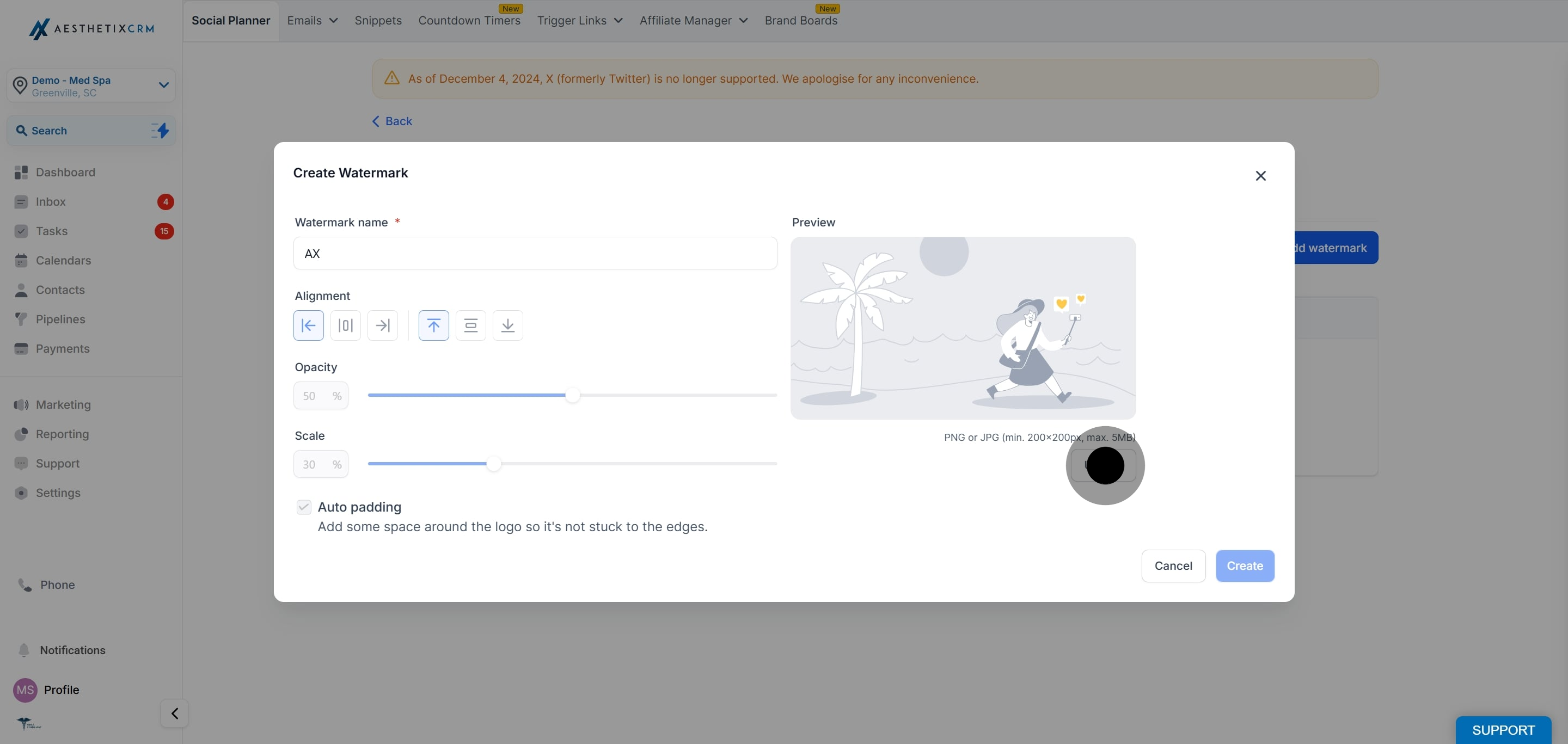 7 Click on "Upload".