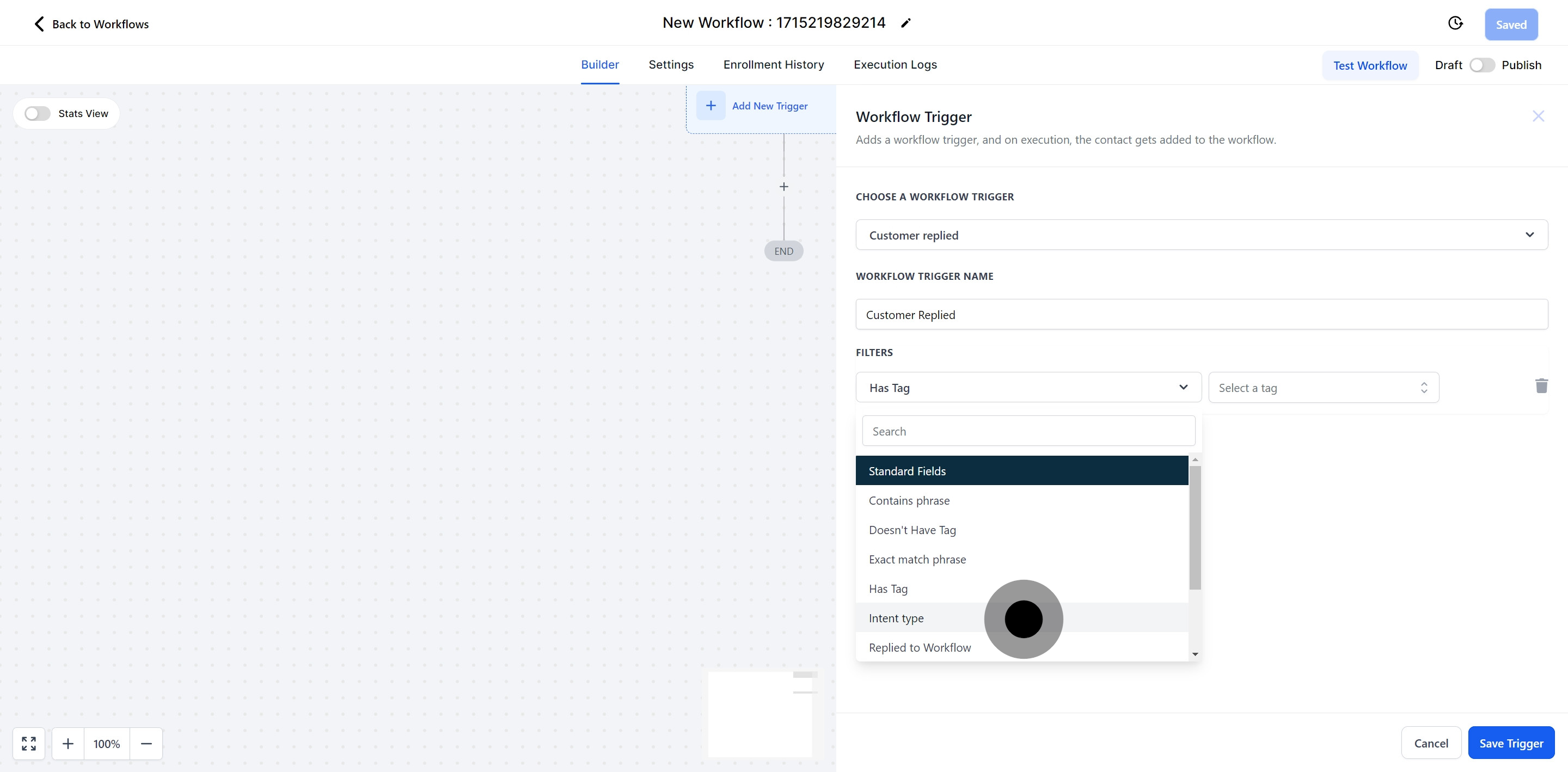 16 Next up, click on "Intent type".