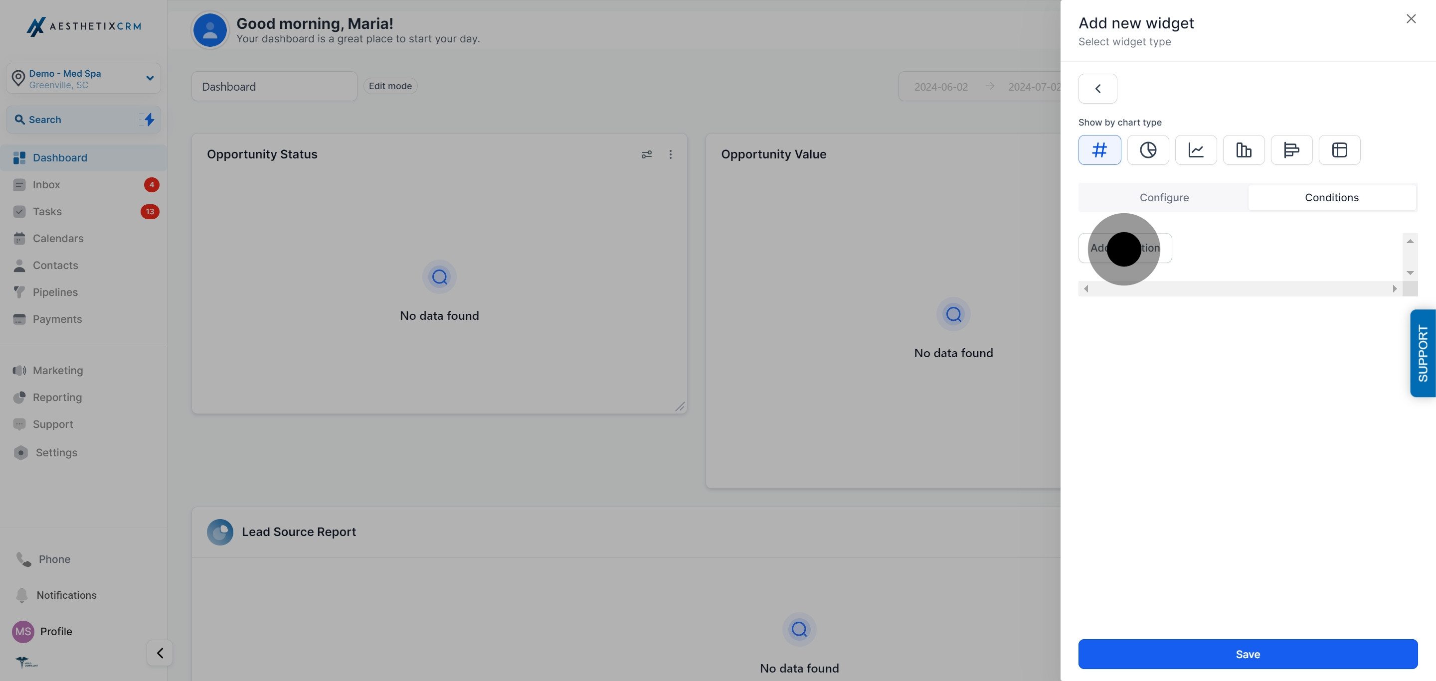 6 After that, click on "Add condition".