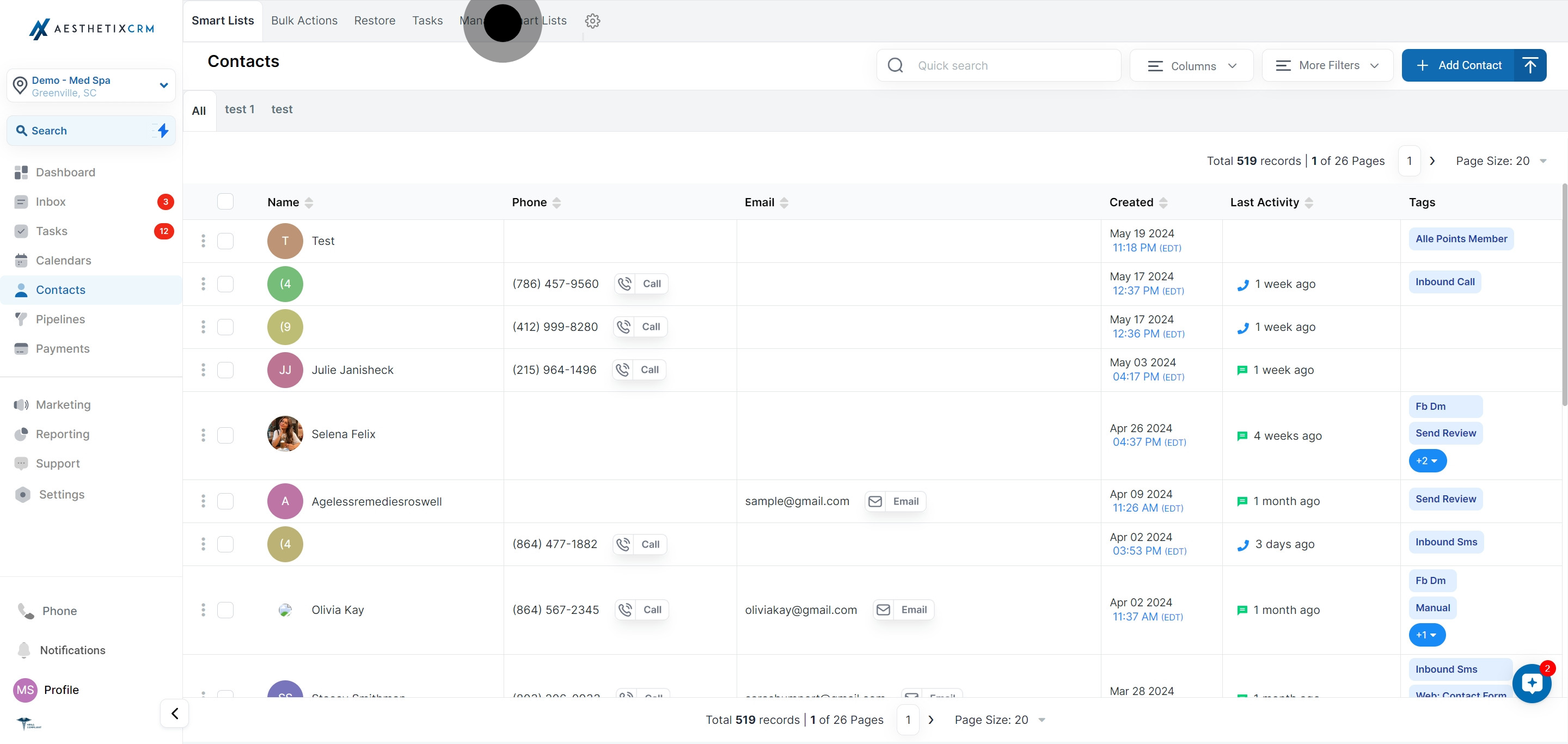 2 Click on "Manage Smart Lists".