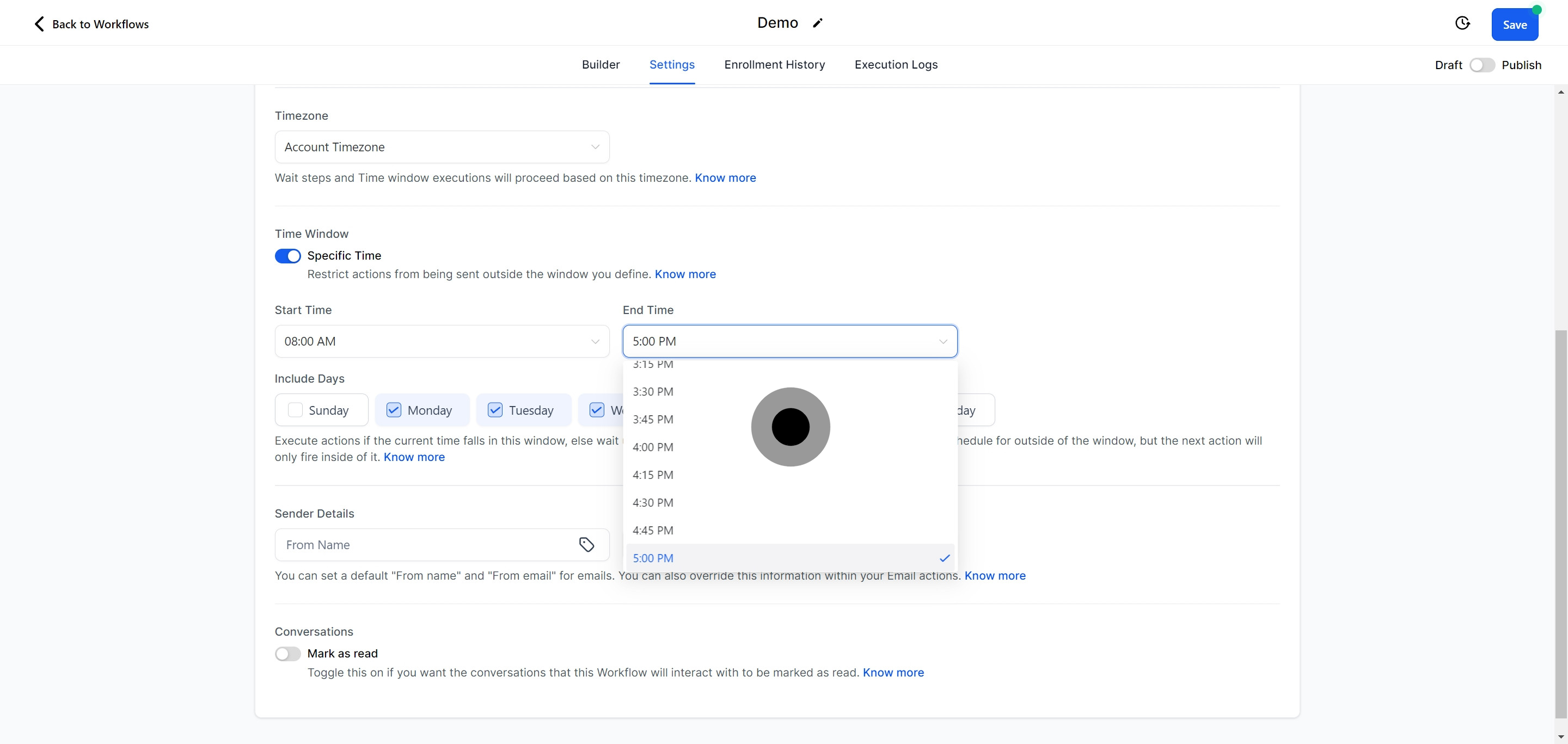 12 Click on "Include Days".