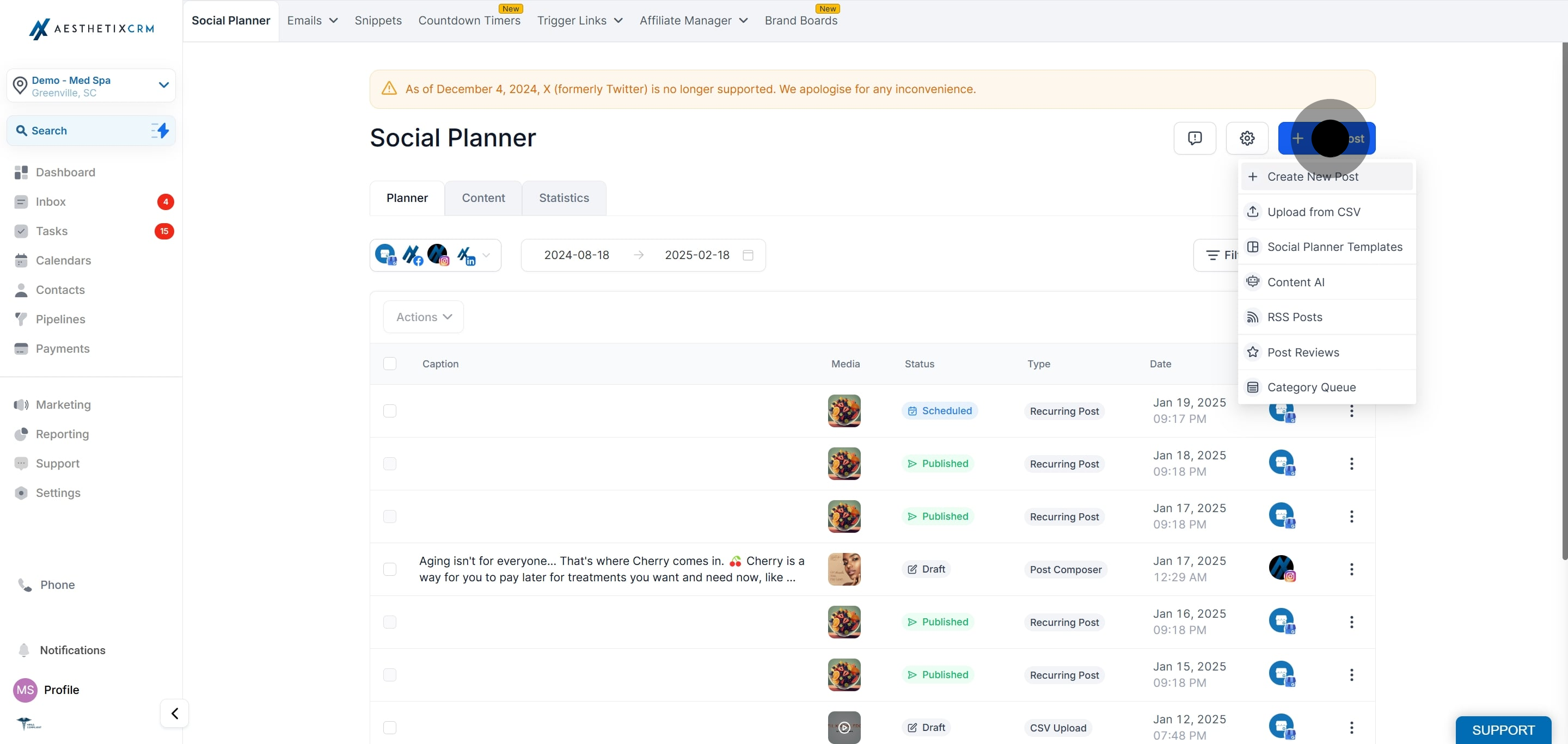 3 Click on "Create New Post".