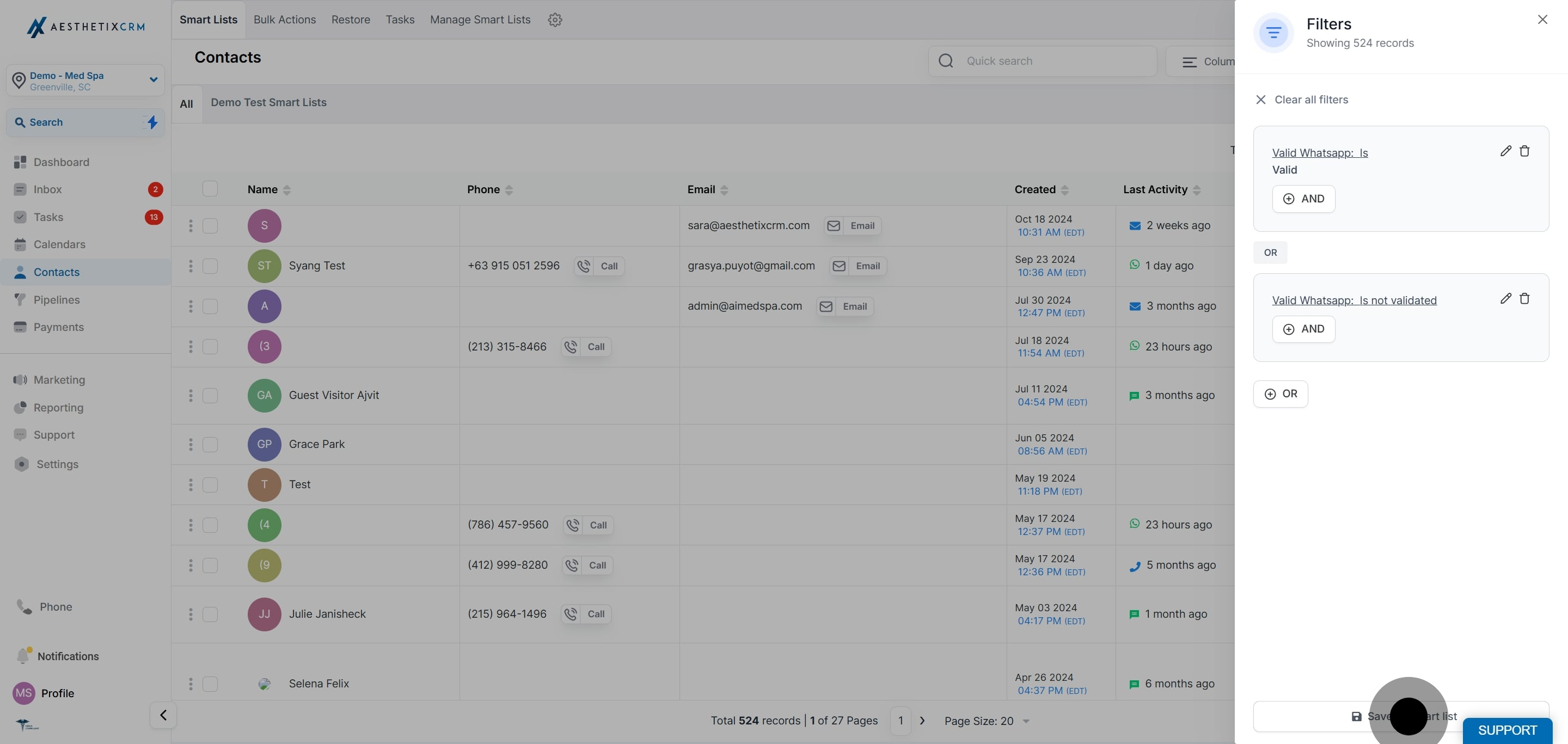 11 Click on "Save as smart list".
