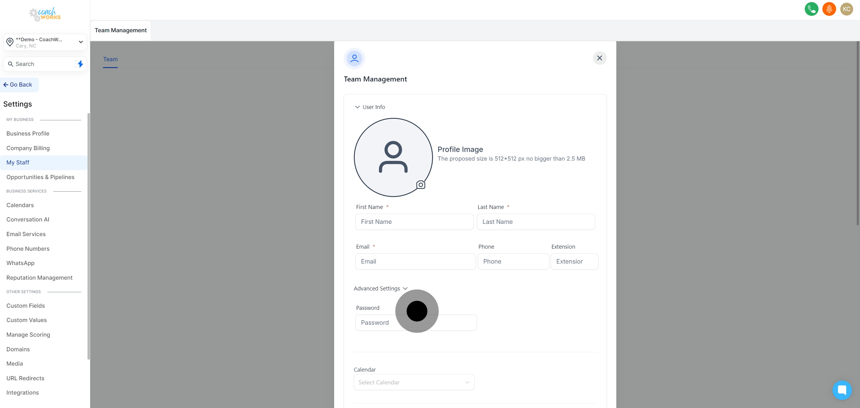 6 Next up, click on "Password".