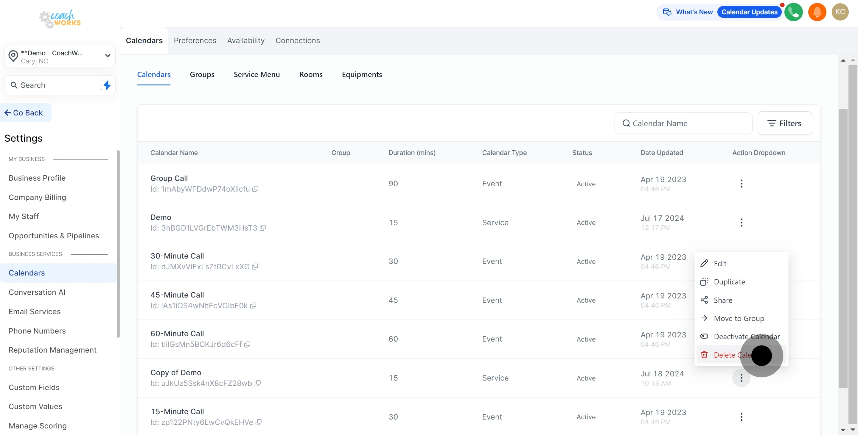 4 Once that's done, click on "Delete Calendar".