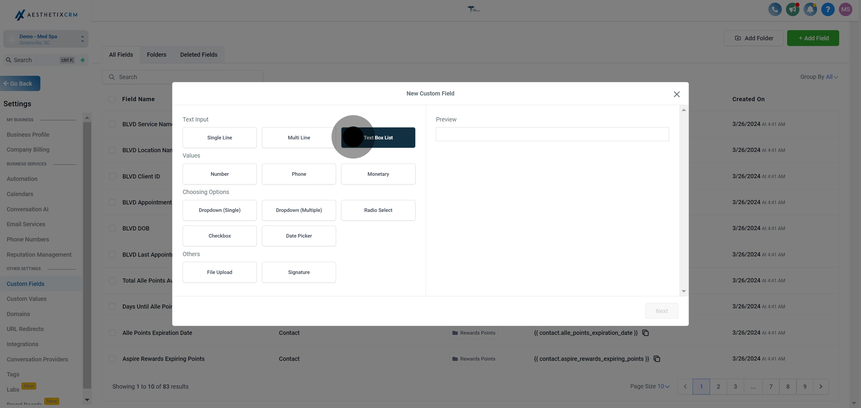4 After that, click on "Text Box List".