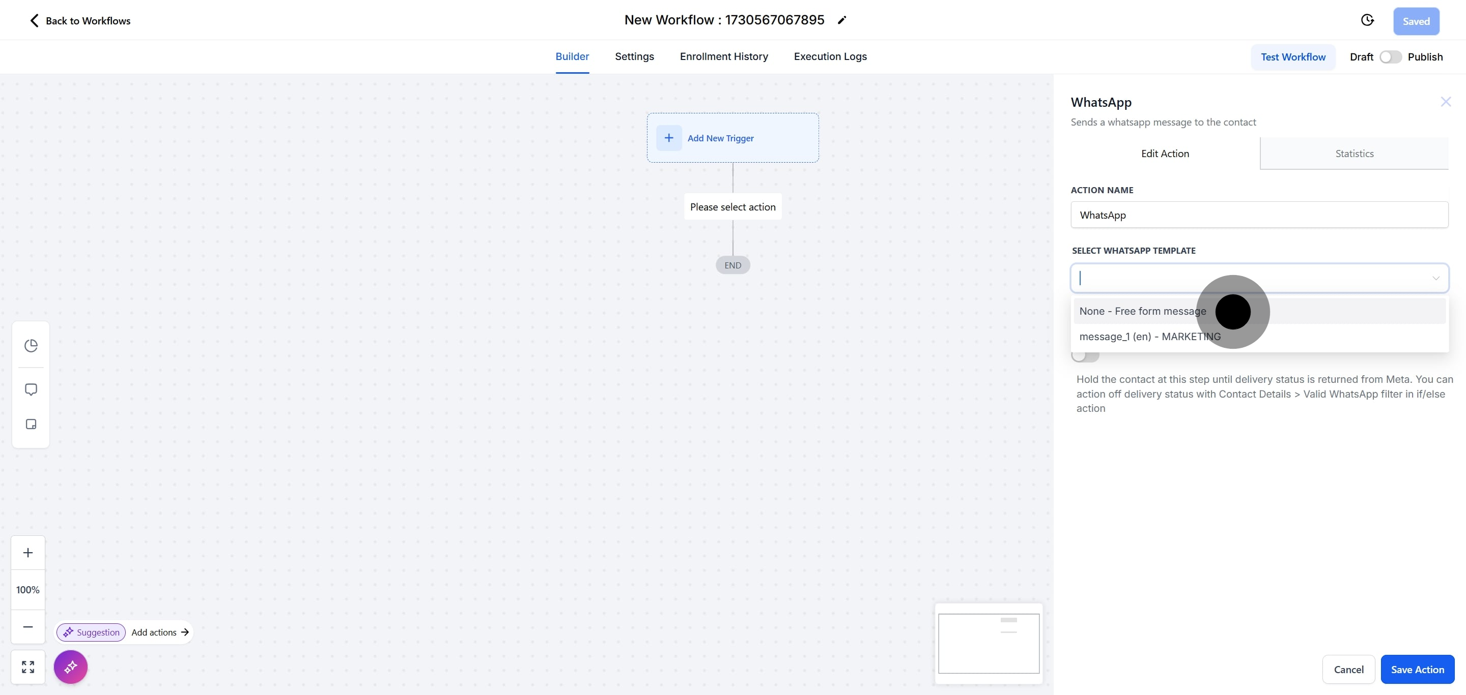 13 Next, click on "None - Free form message".