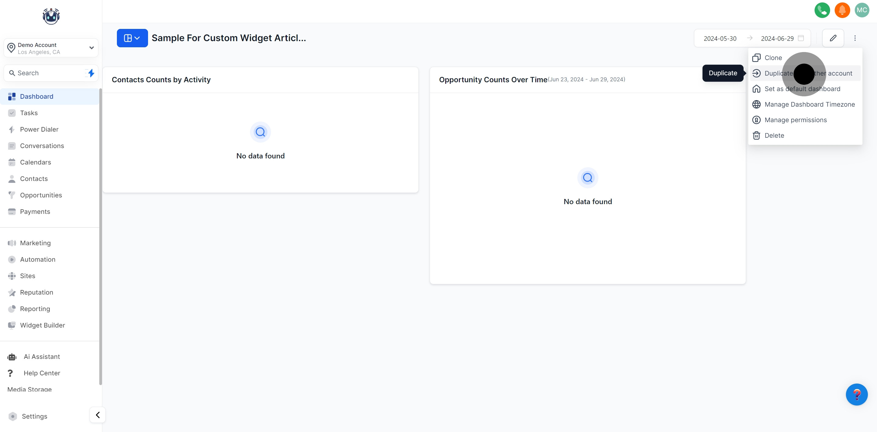 2 After that, click on "Duplicate to another account".
