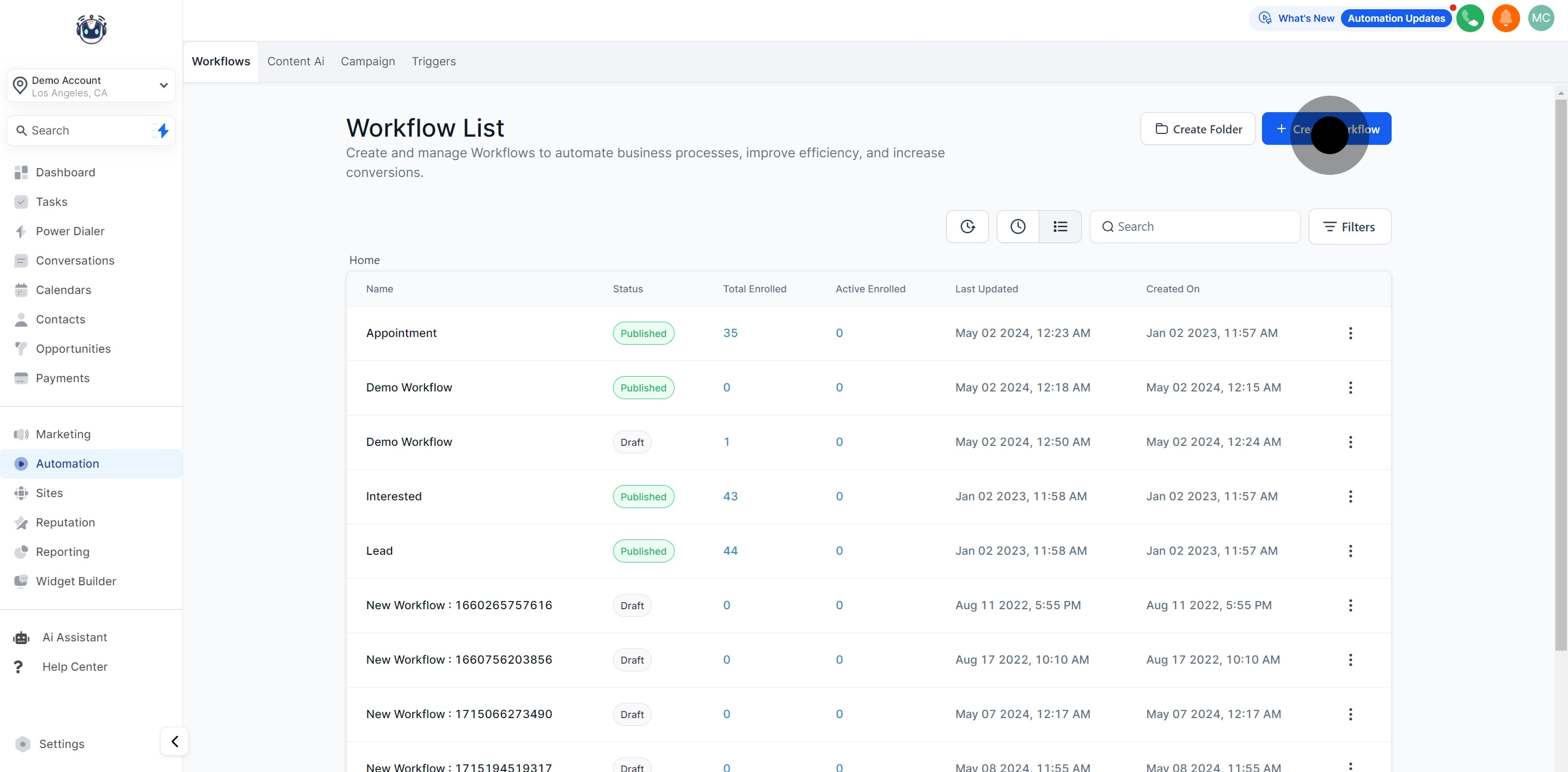 2 Next, click on "Create Workflow".