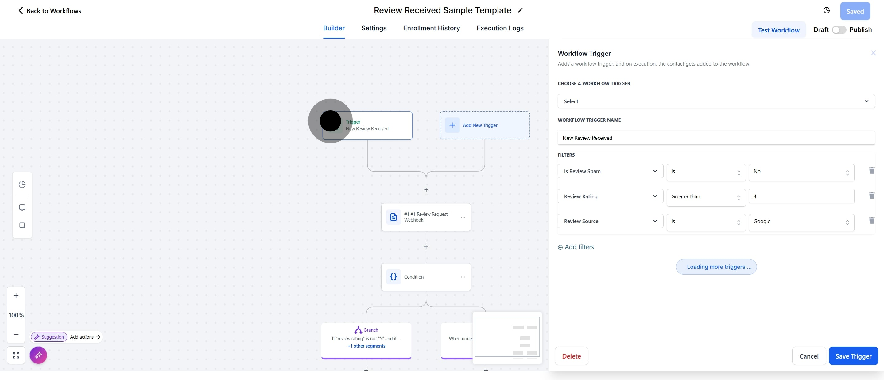 4 Next up, click on "Choose a workflow trigger".