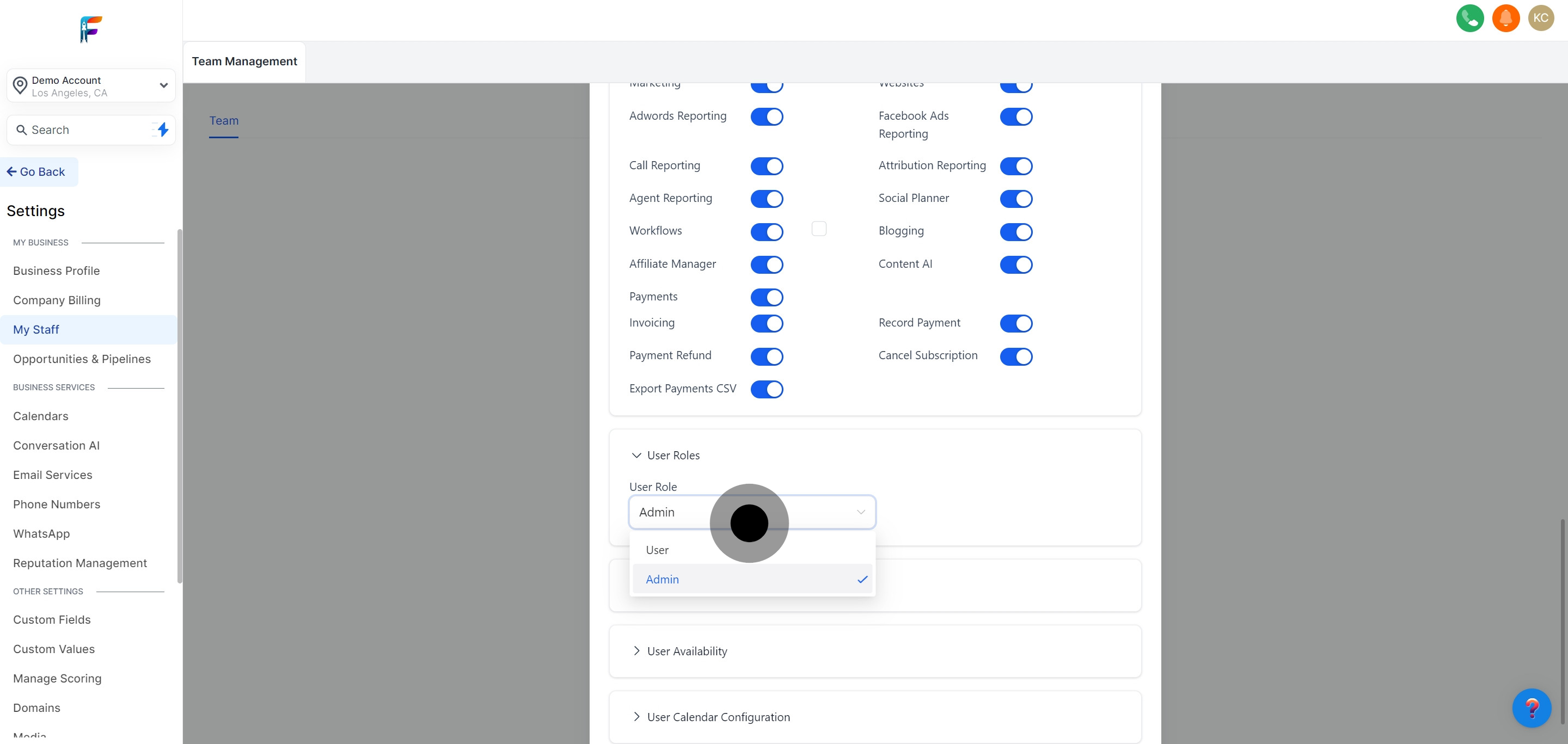 12 Click on "Admin".