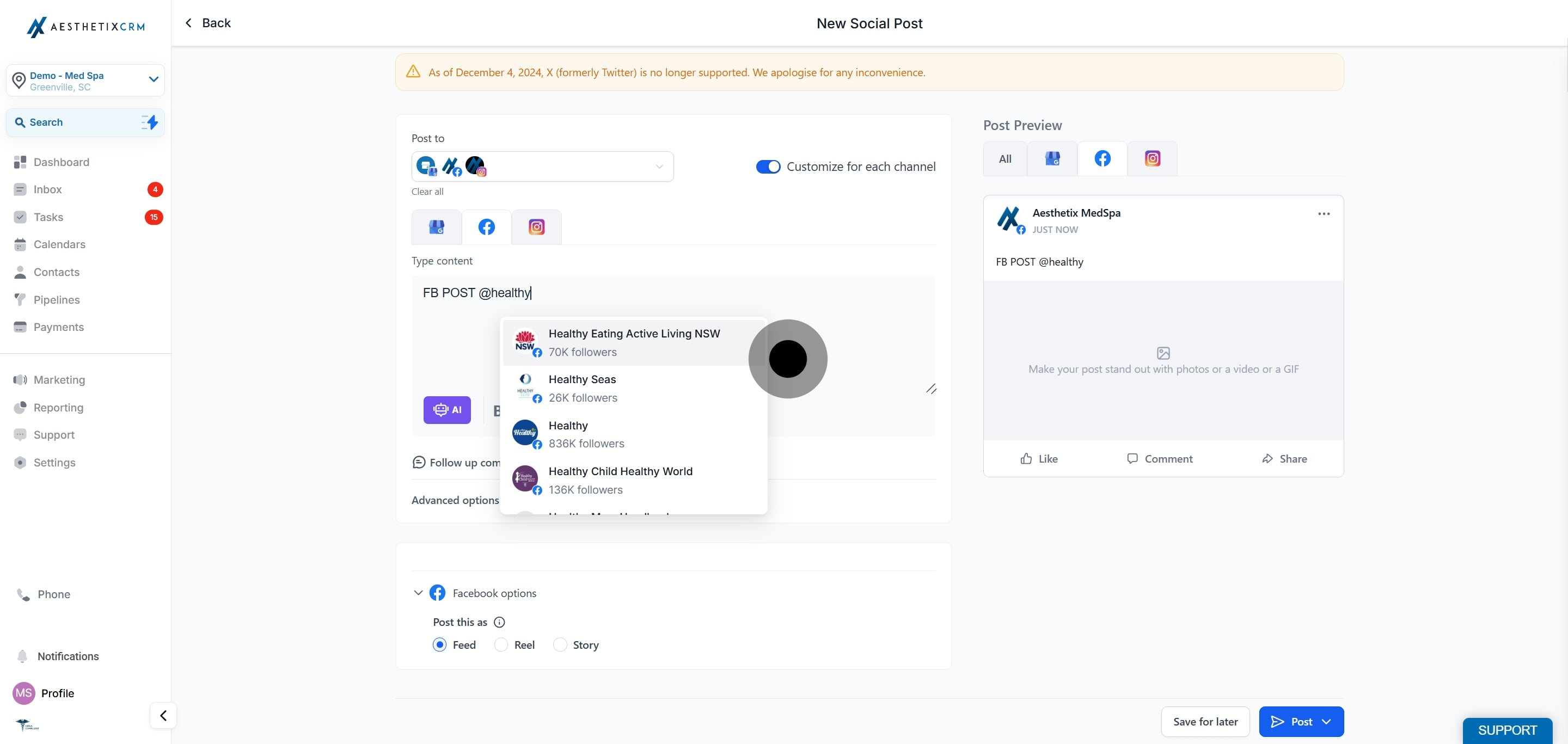 7 Next up, click on "FB POST @healthy".