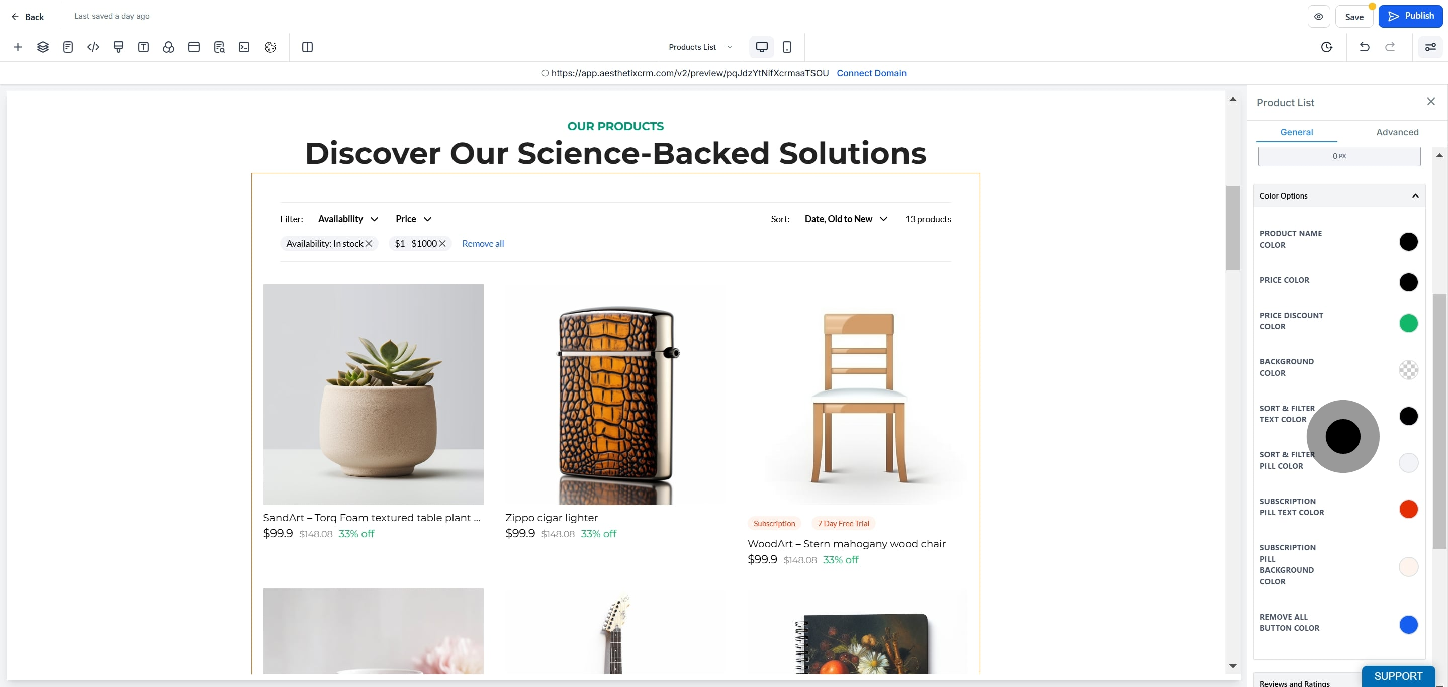3 Click on "Sort & Filter text color".
