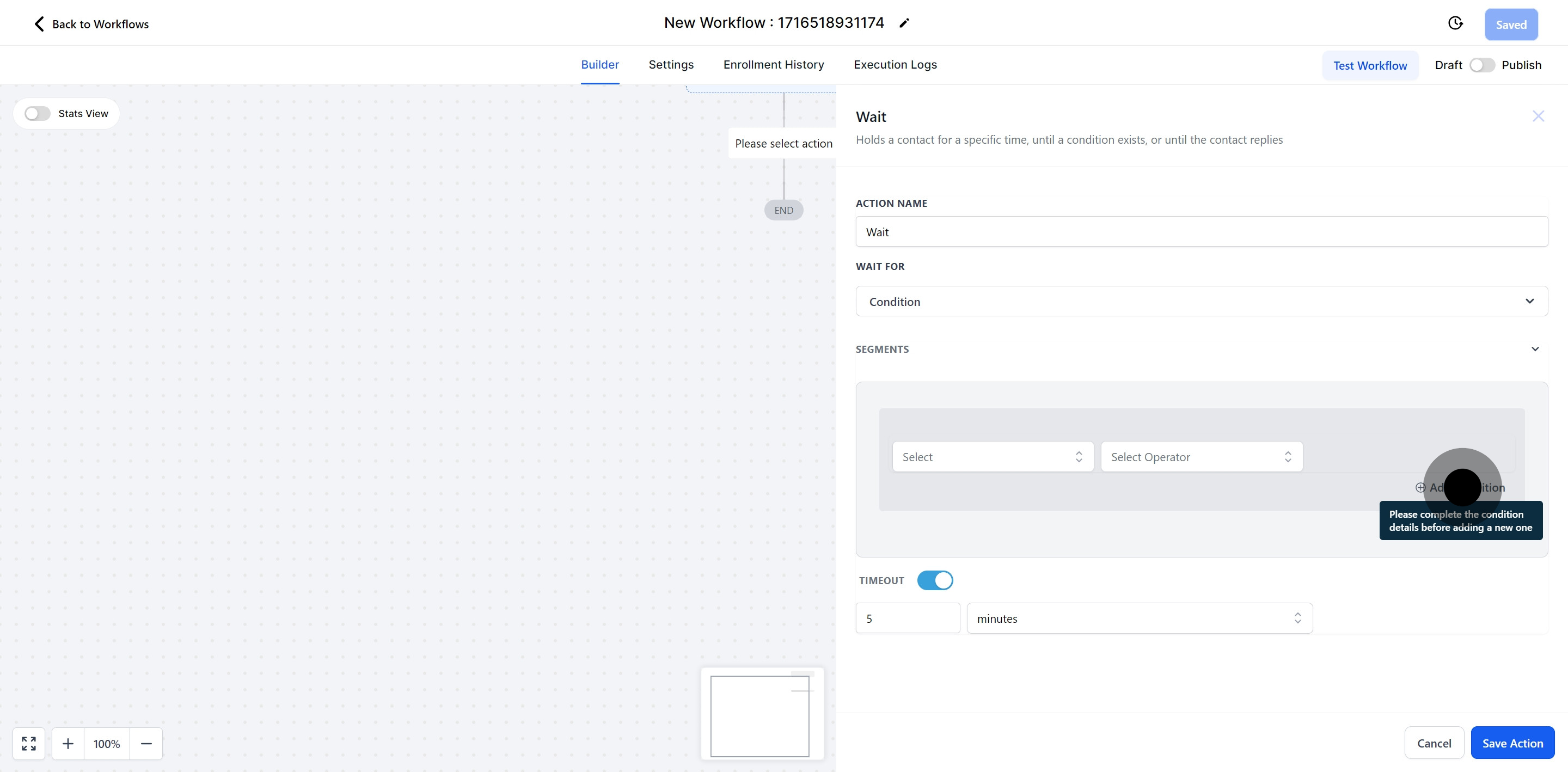 18 Click on "Add Condition".