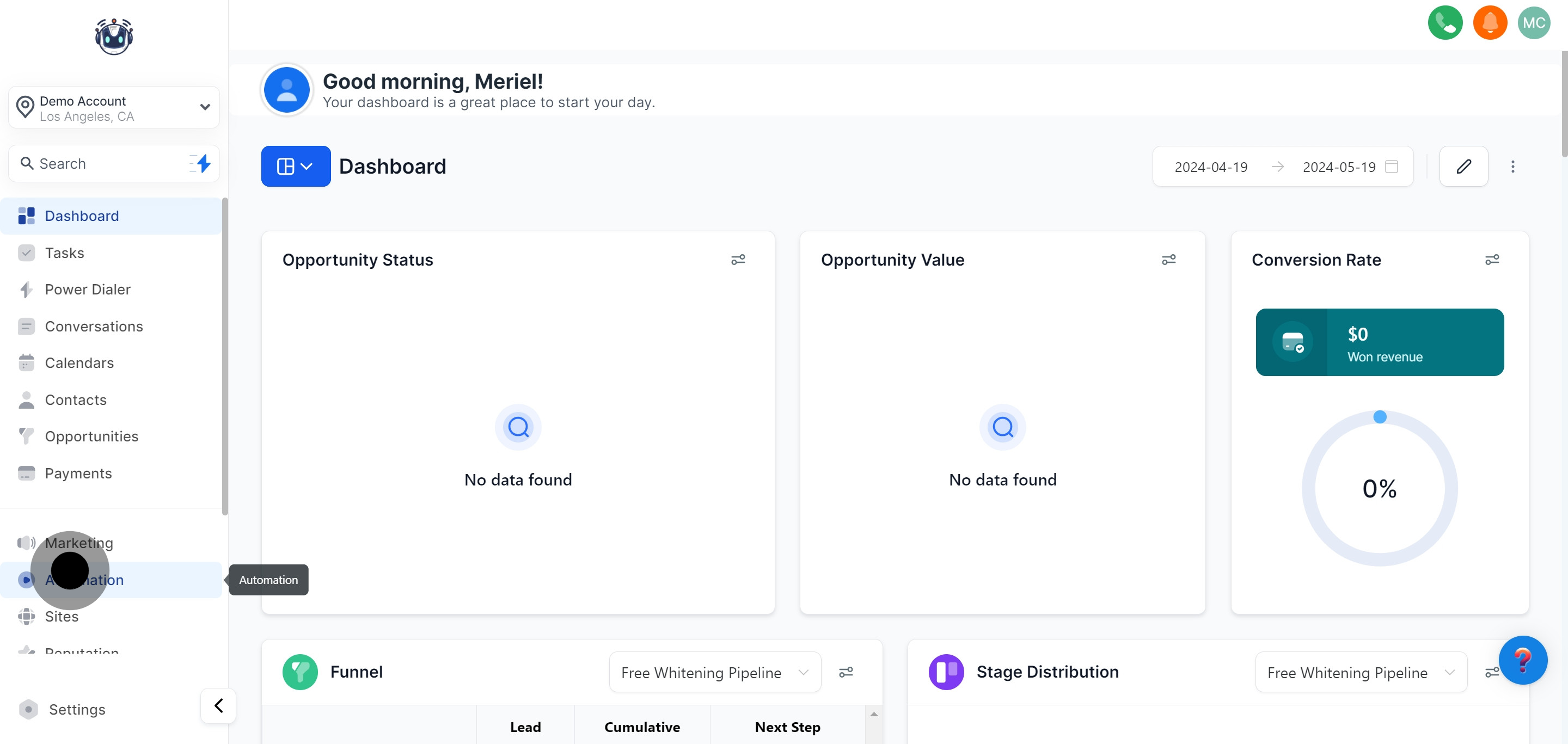 1 To kick off, click on "Automation".