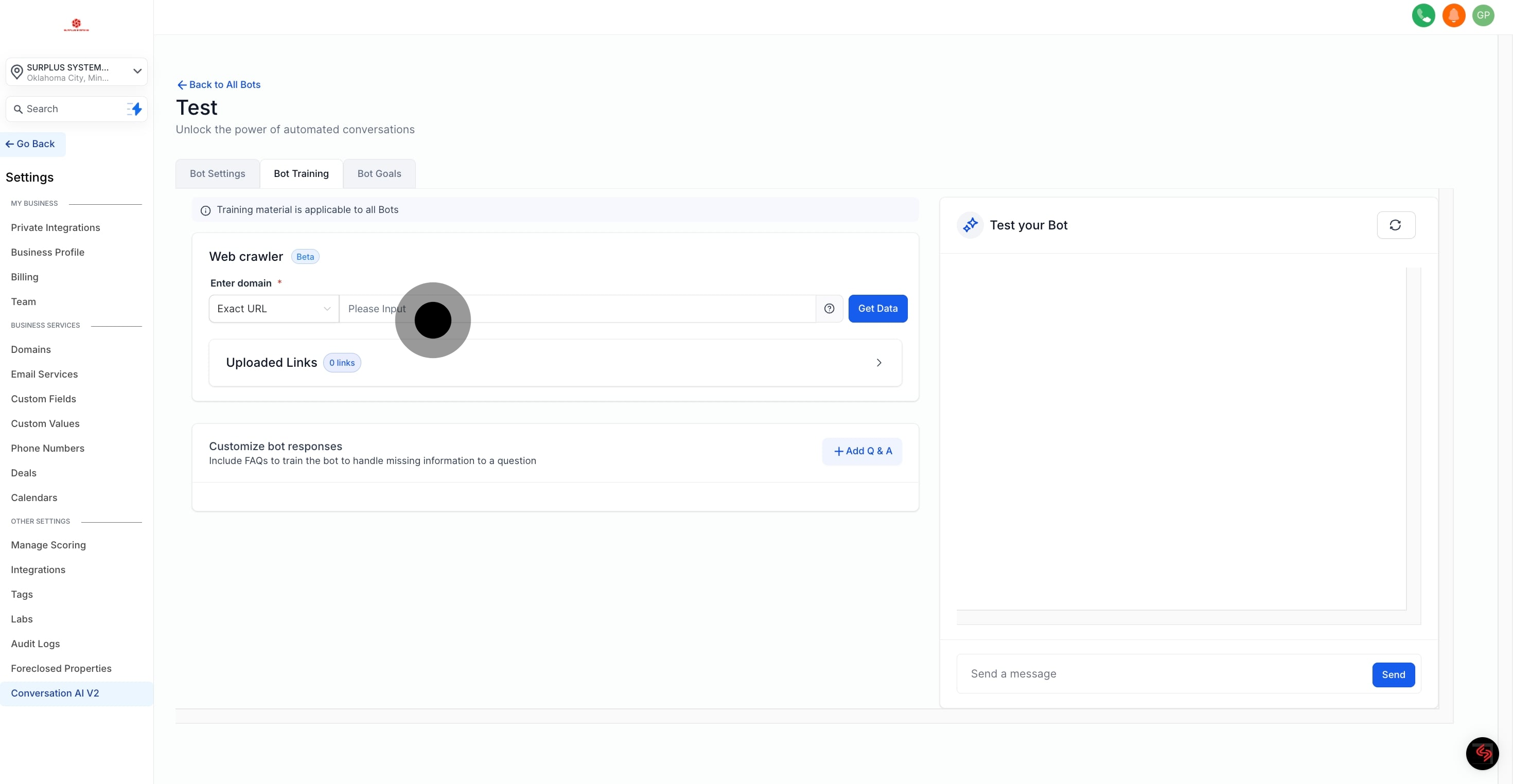11 Now, click on "Web crawler".