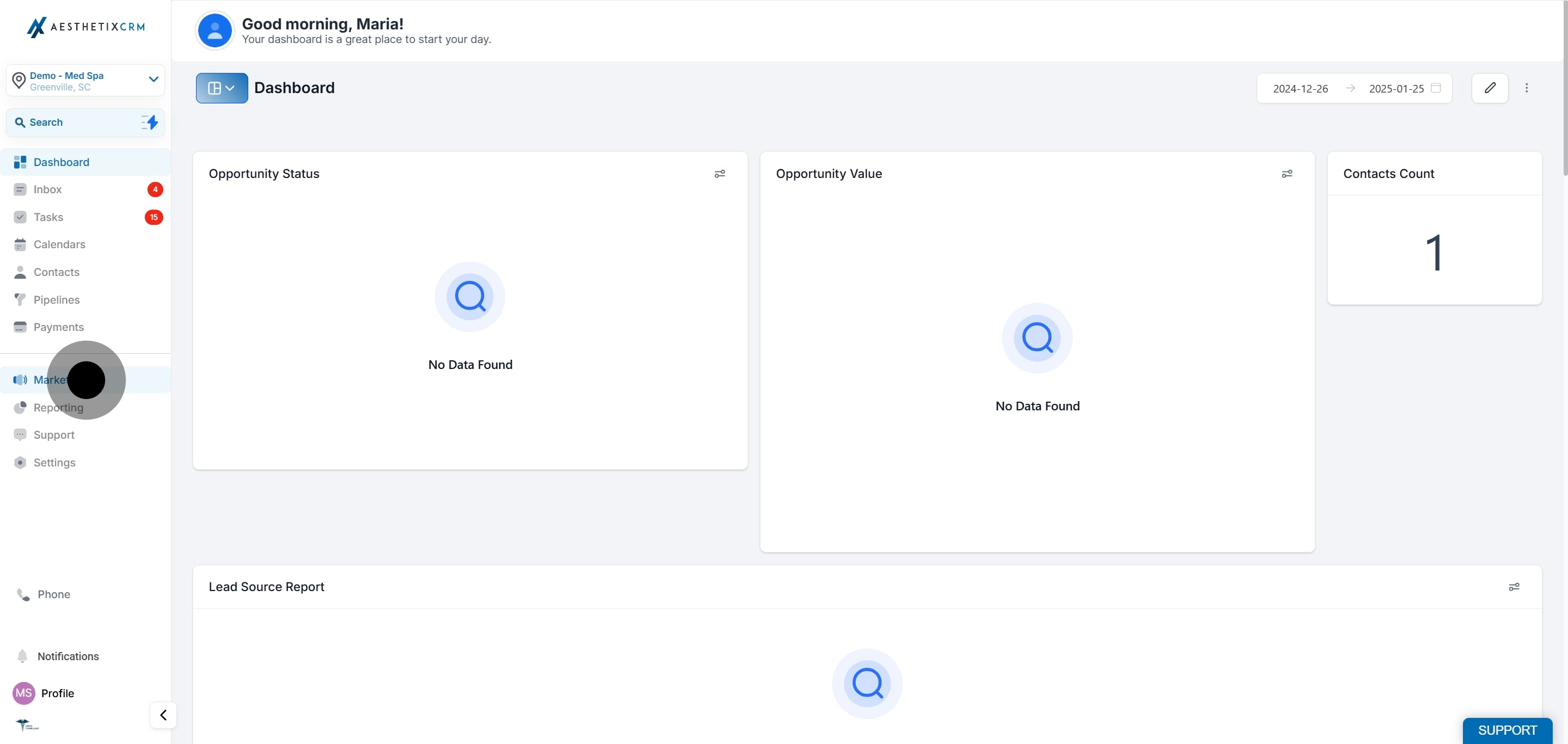 1 Click on the element.