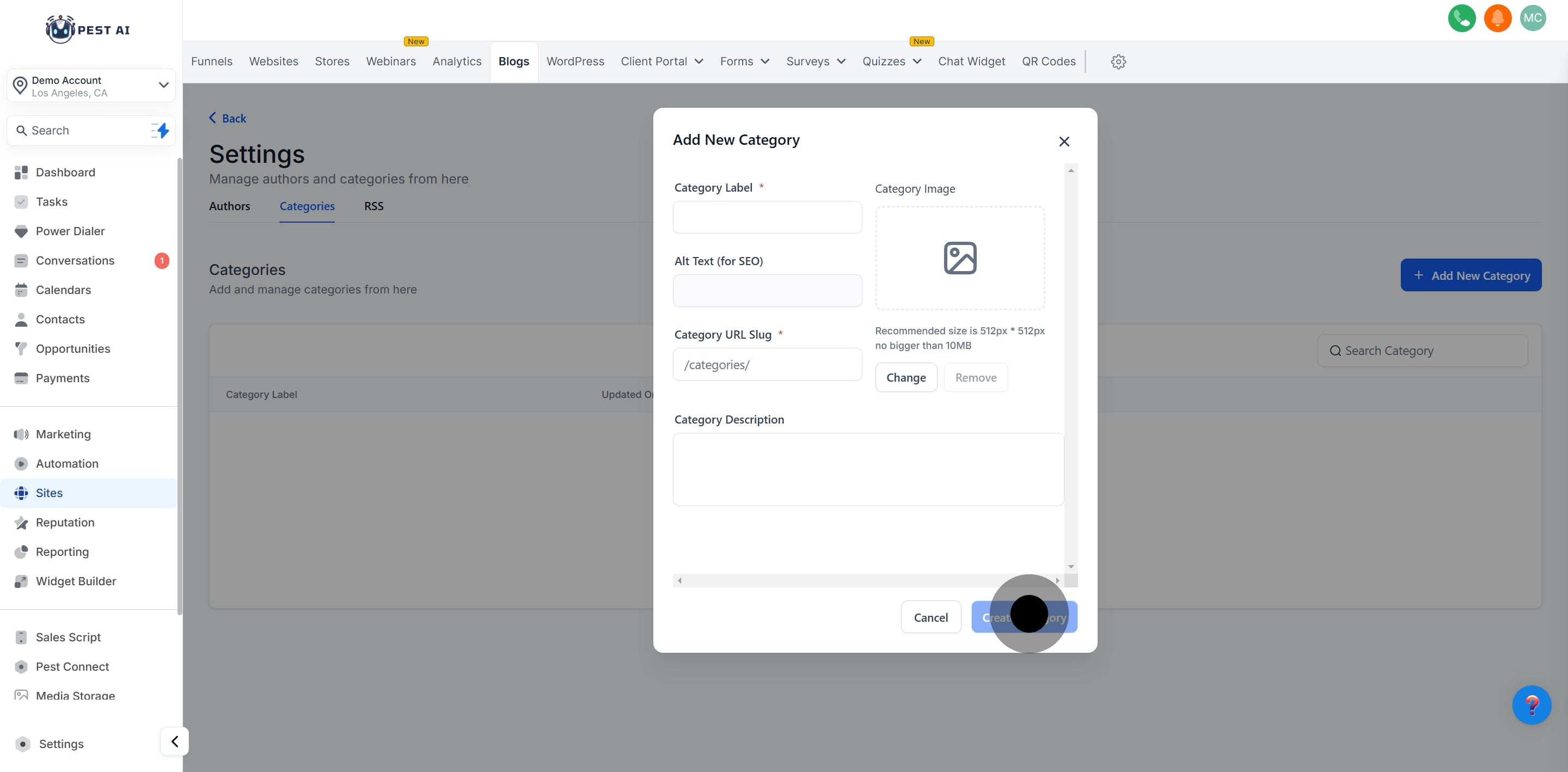 6 Following that, click on "Create Category".
