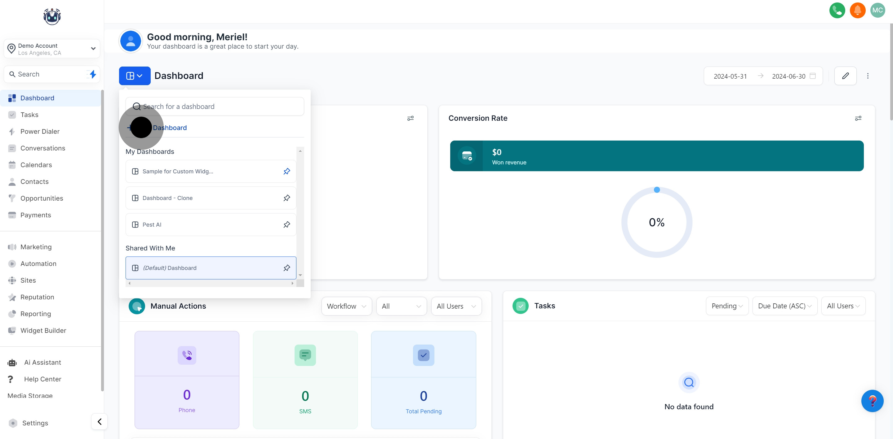 2 Next, click on "Add Dashboard".