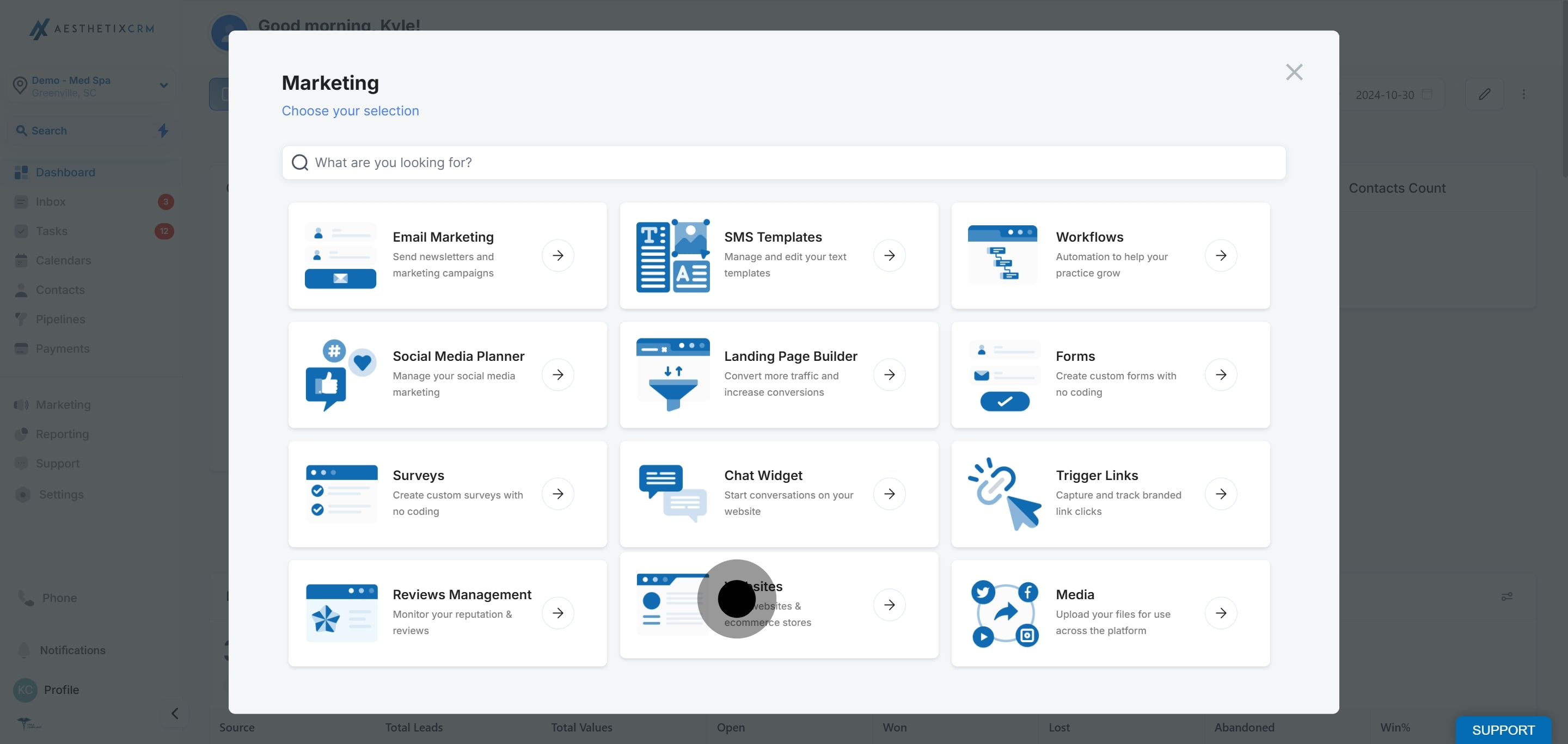 2 Click on "Build websites & ecommerce stores".