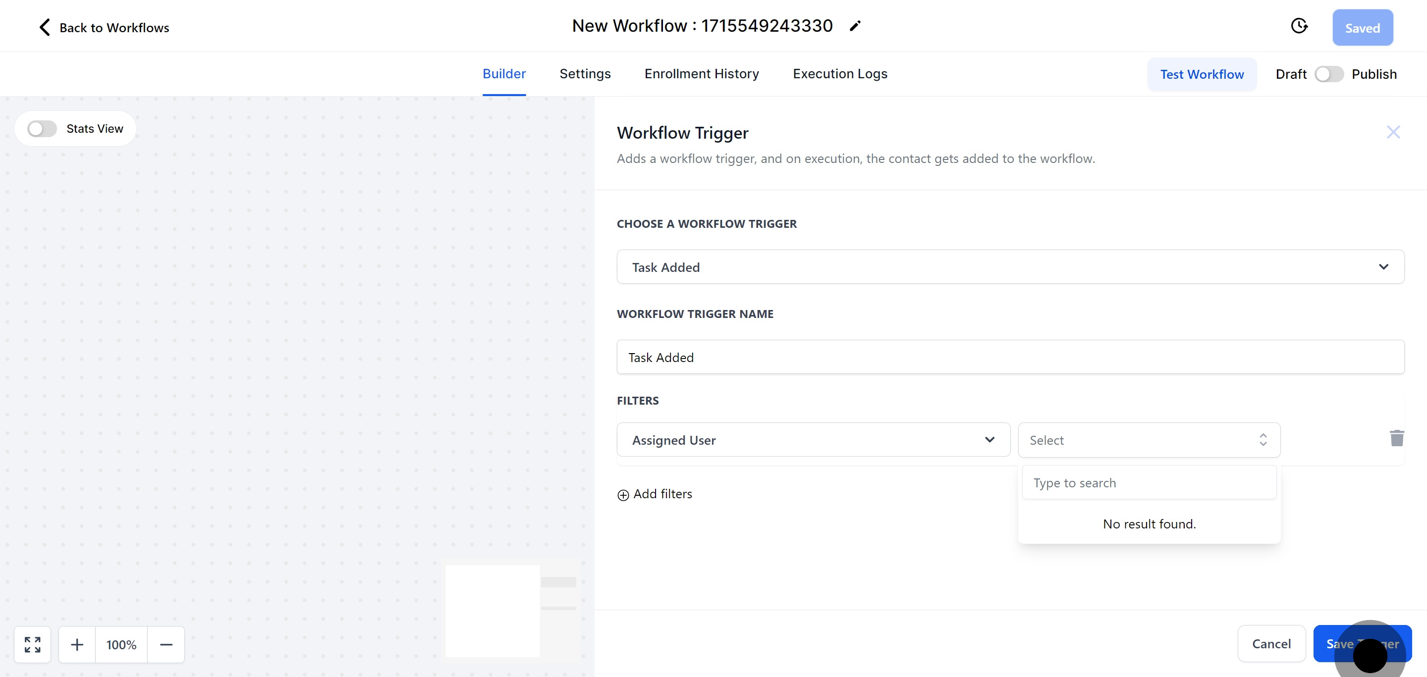 9 Click on "Save Trigger".