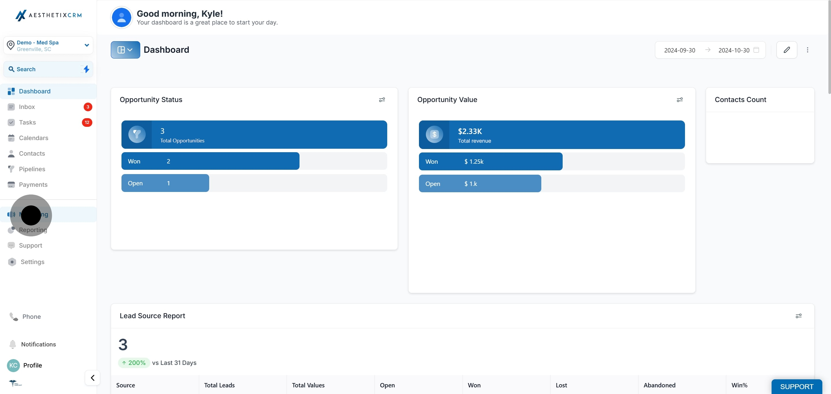 1 First up, click on "Marketing".