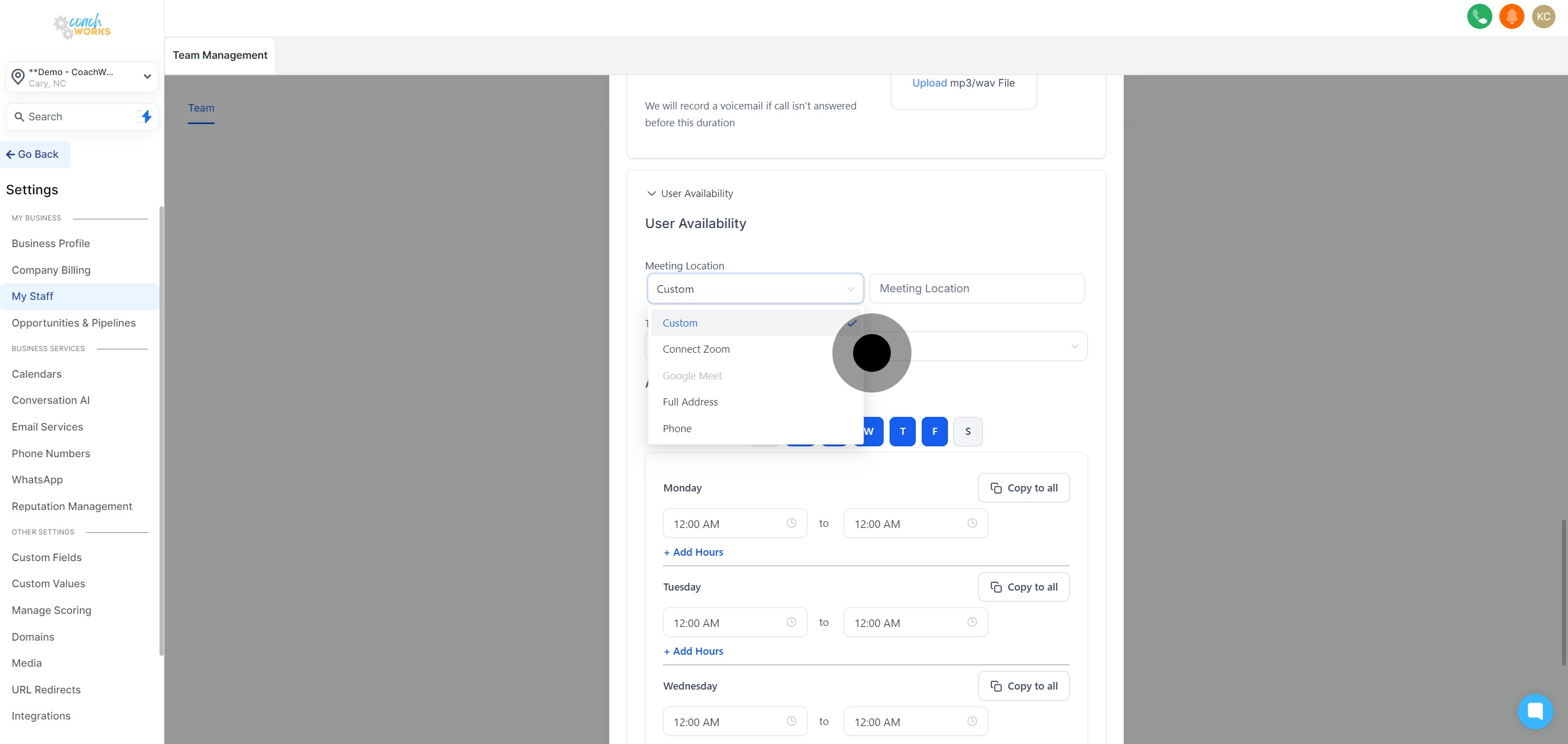 15 Click on "Custom".