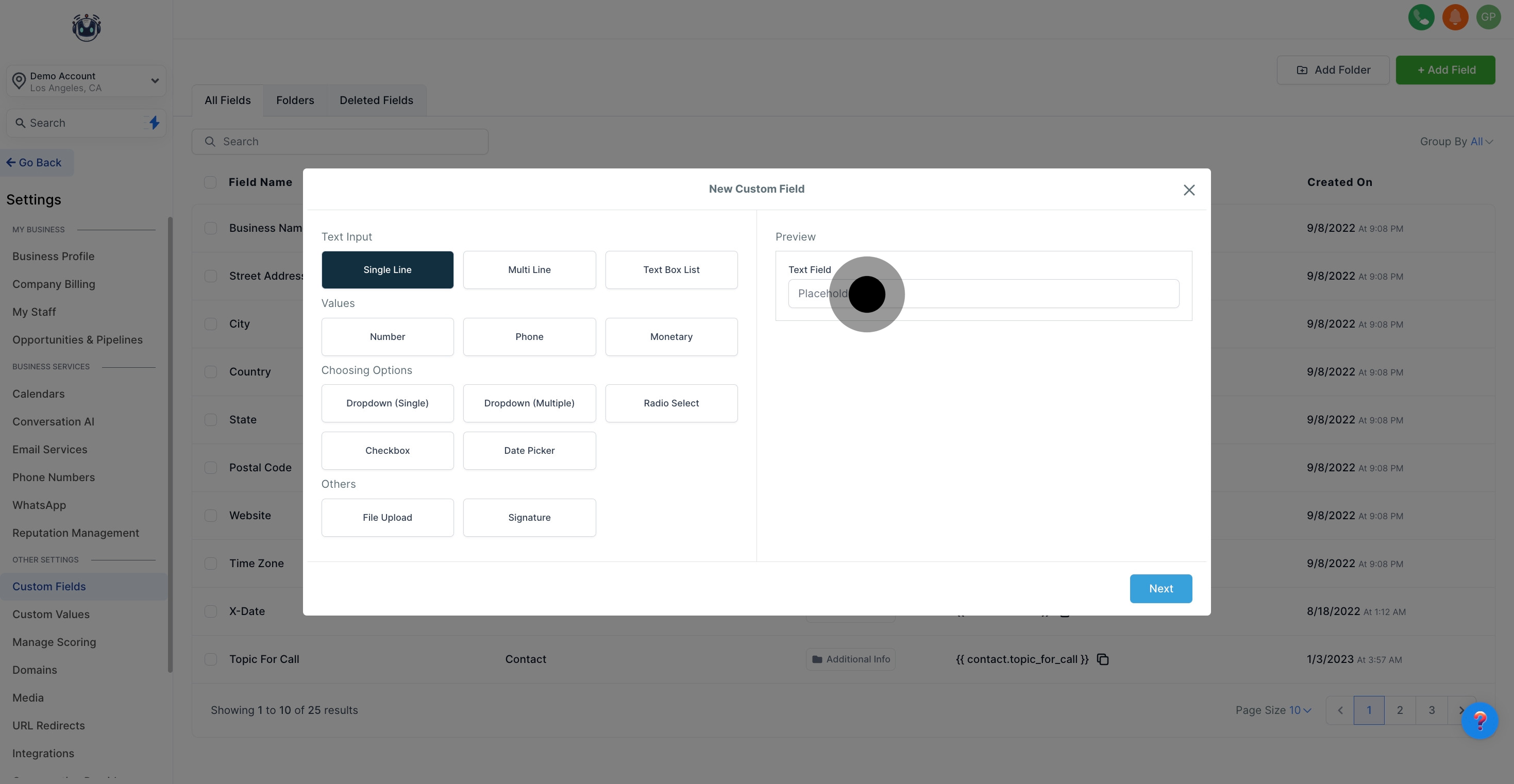 5 Click on the element.