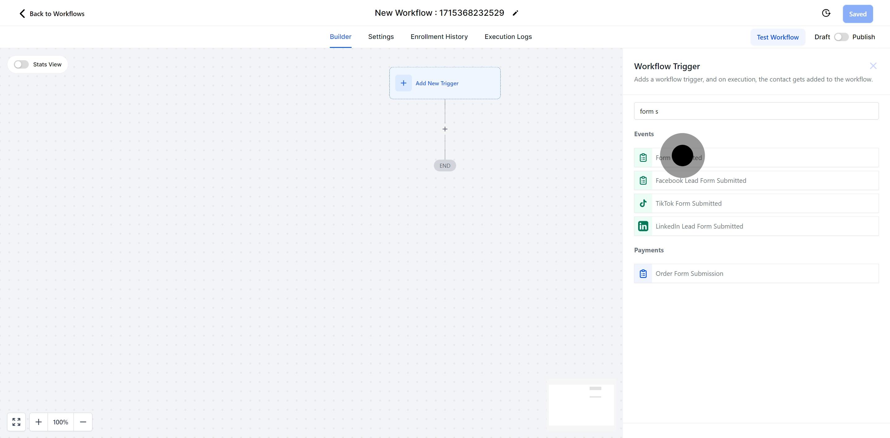 7 Click on "Form submitted".