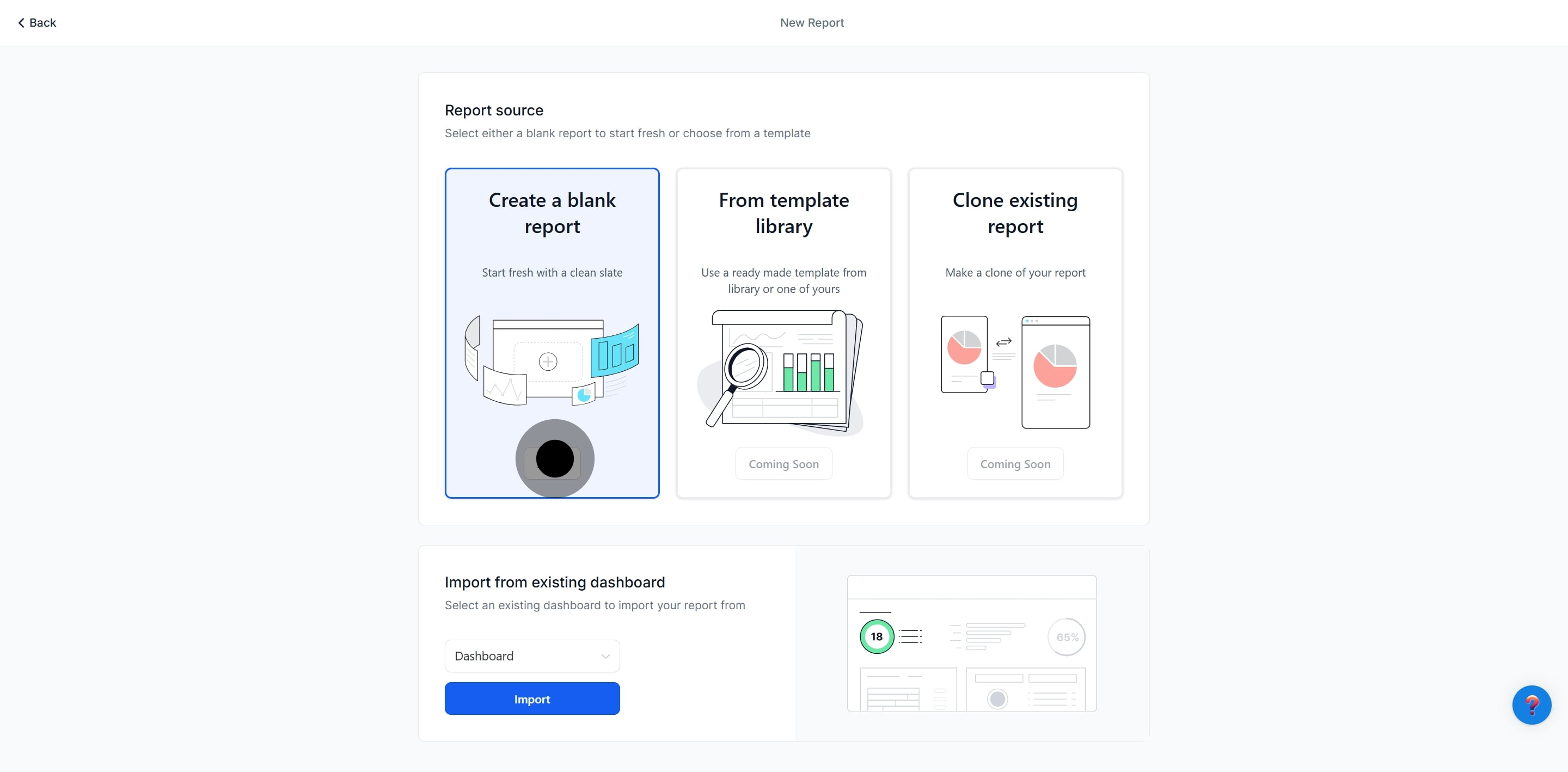 4 After, click on "Create a blank report".