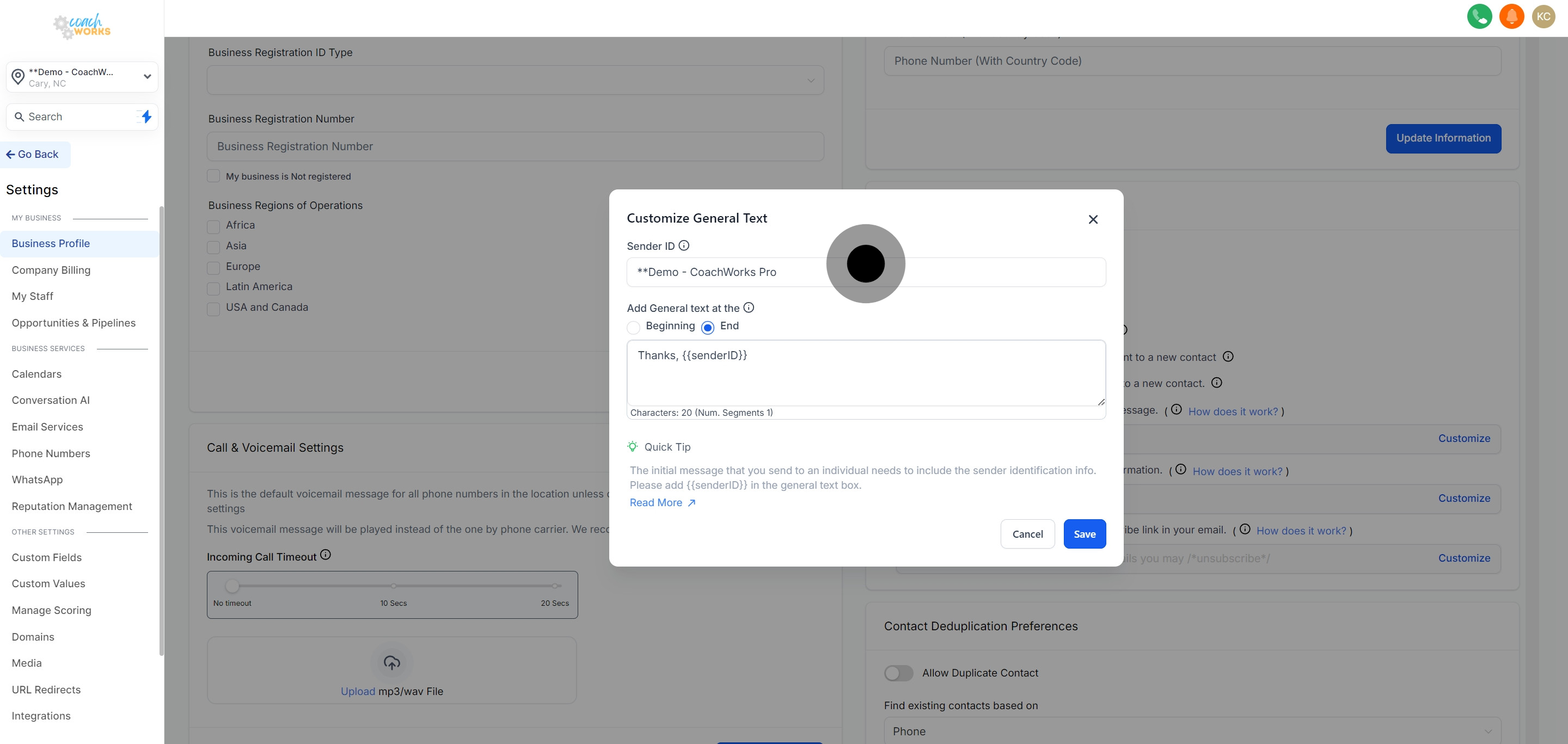 5 Once that's done, click on "Sender ID".