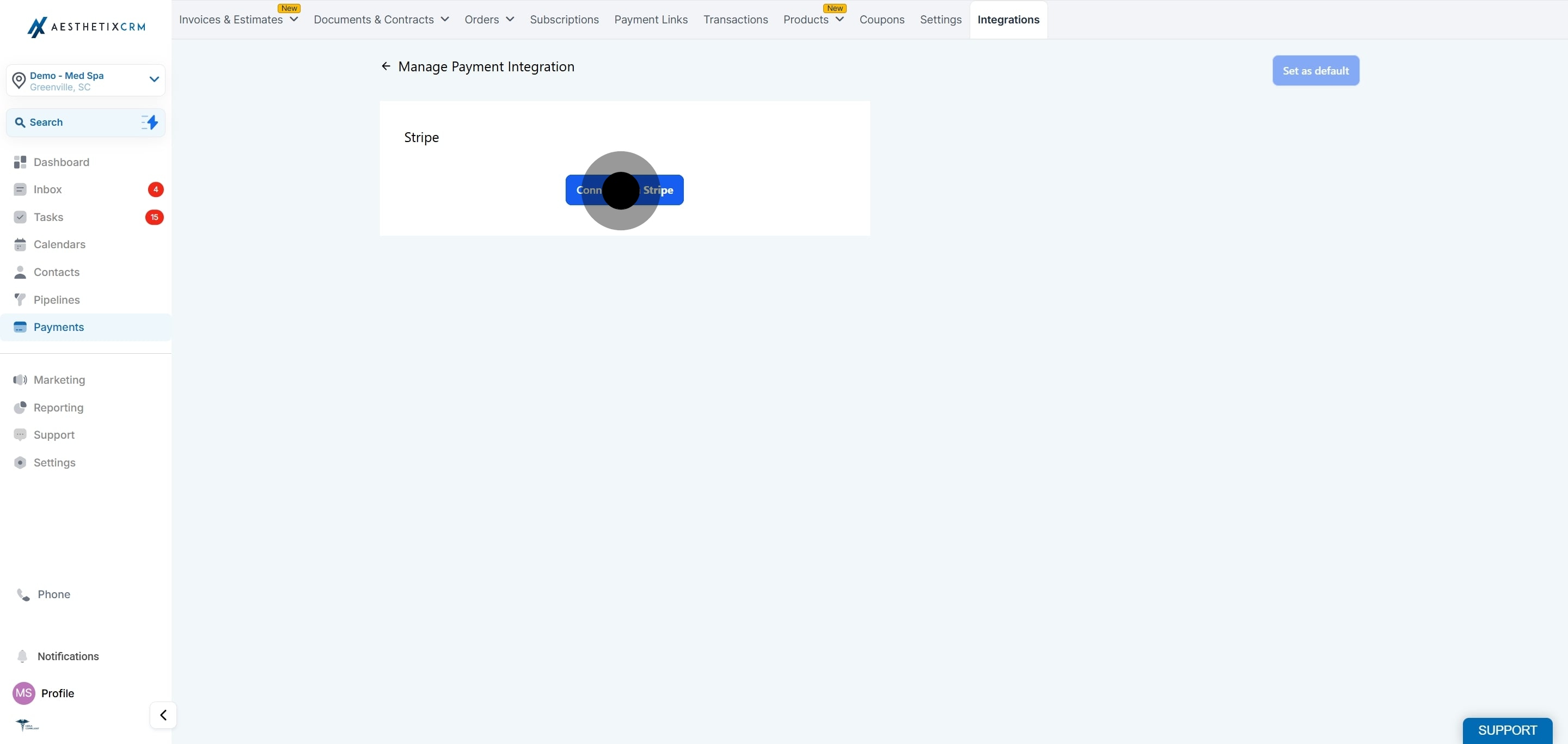 4 Then, click on "Connect with Stripe".